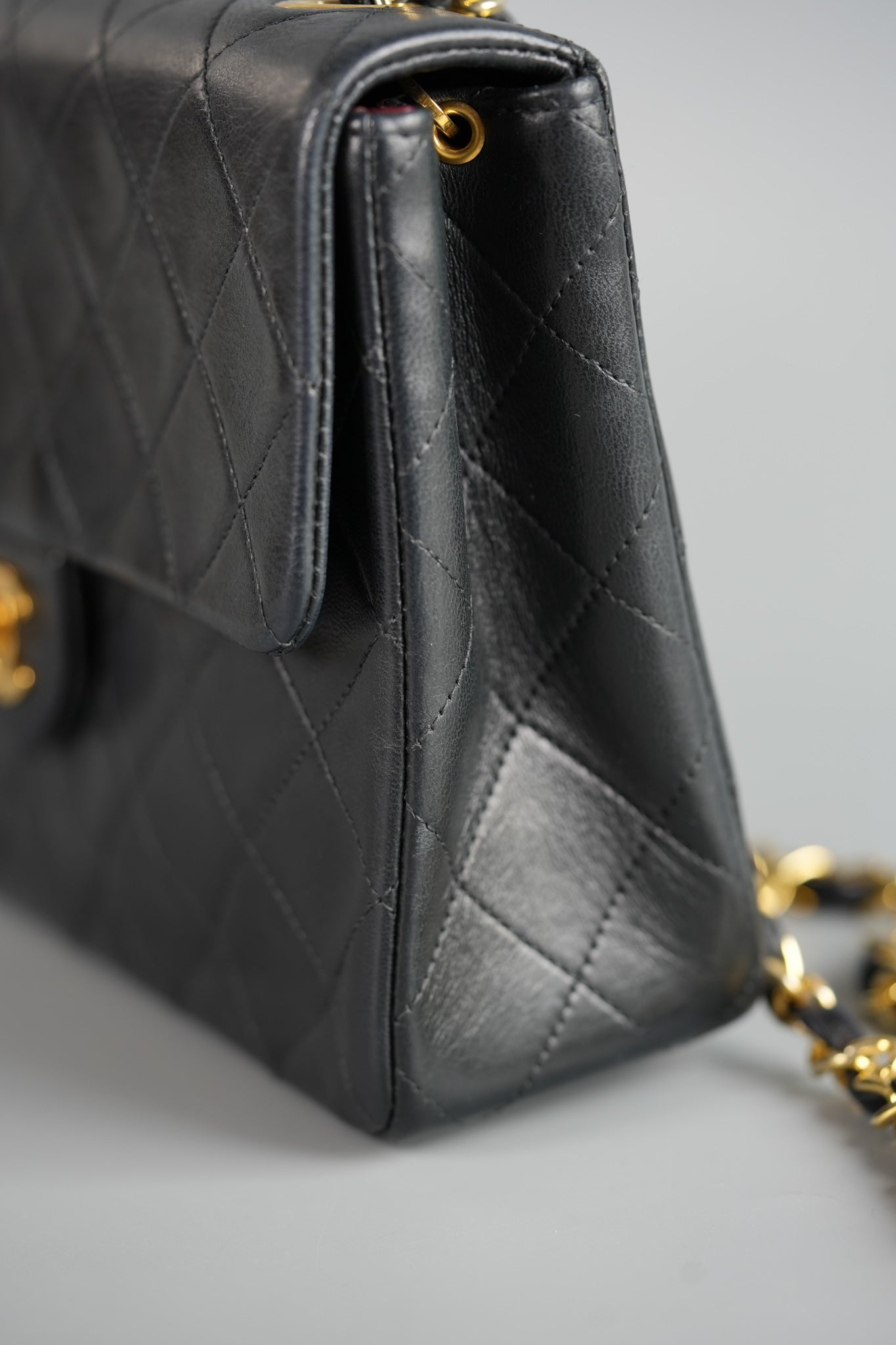 Vintage Small Square in Black Lambskin Leather & 24k Gold Hardware Series 1 | Purse Maison Luxury Bags Shop