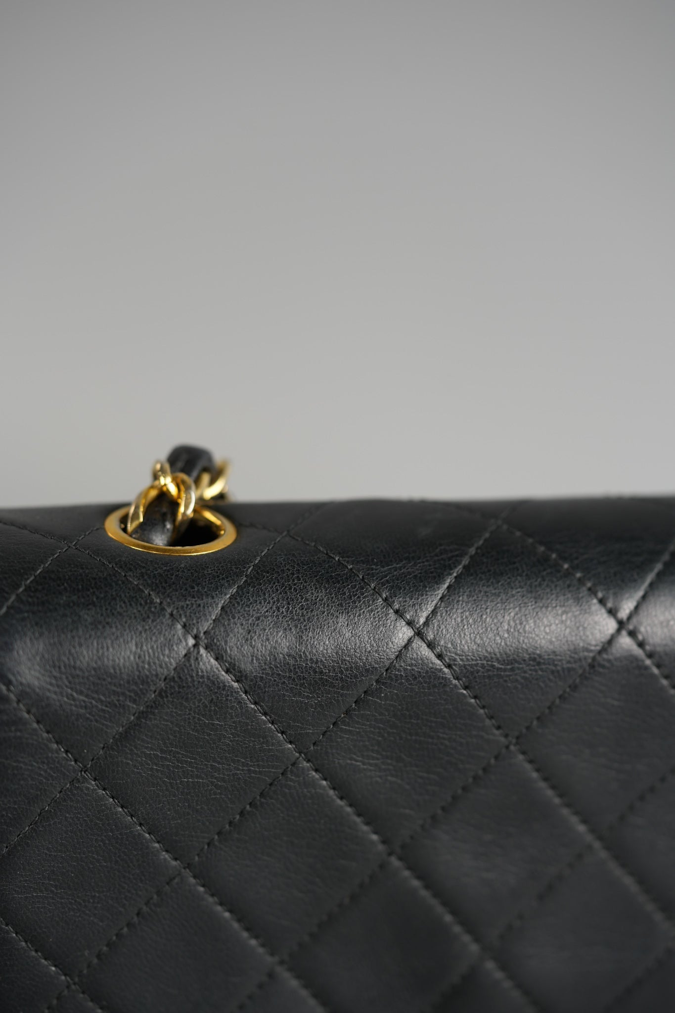 Vintage Small Square in Black Lambskin Leather & 24k Gold Hardware Series 1 | Purse Maison Luxury Bags Shop