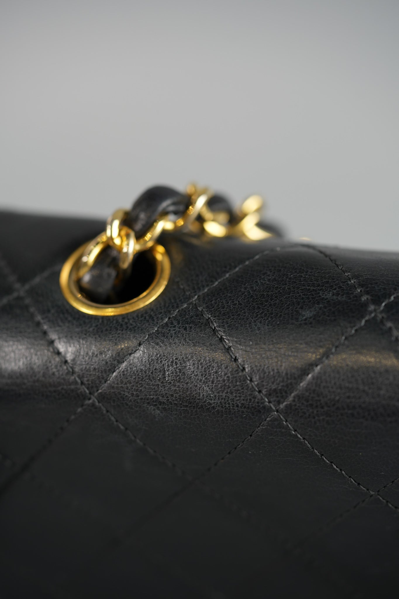 Vintage Small Square in Black Lambskin Leather & 24k Gold Hardware Series 1 | Purse Maison Luxury Bags Shop