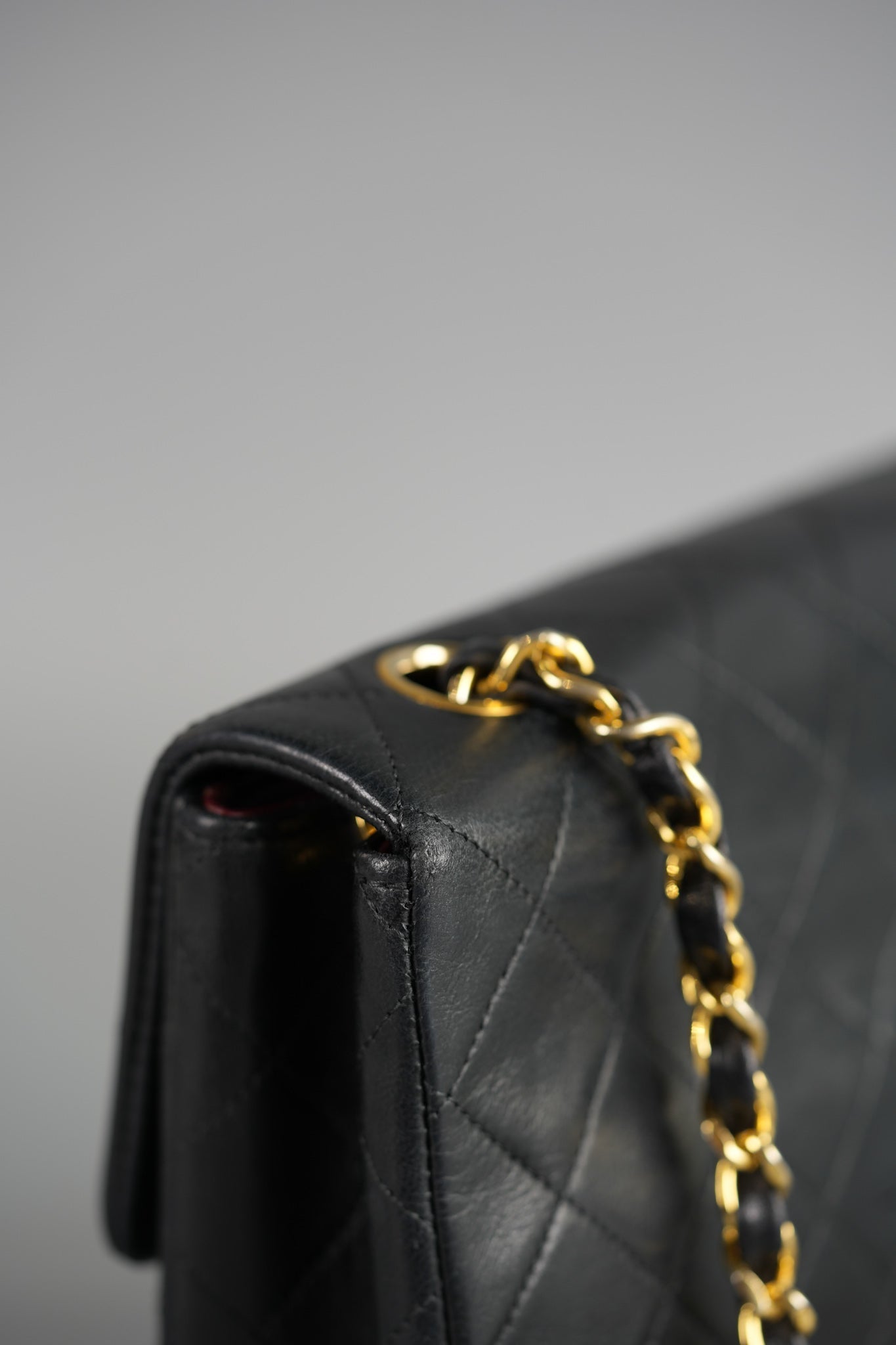 Vintage Small Square in Black Lambskin Leather & 24k Gold Hardware Series 1 | Purse Maison Luxury Bags Shop