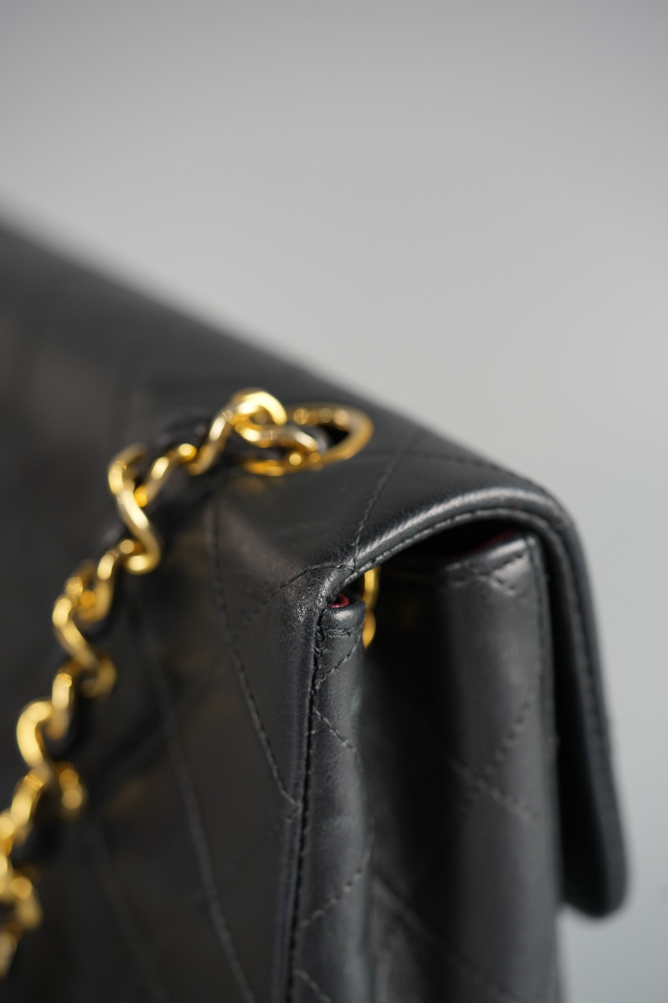 Vintage Small Square in Black Lambskin Leather & 24k Gold Hardware Series 1 | Purse Maison Luxury Bags Shop