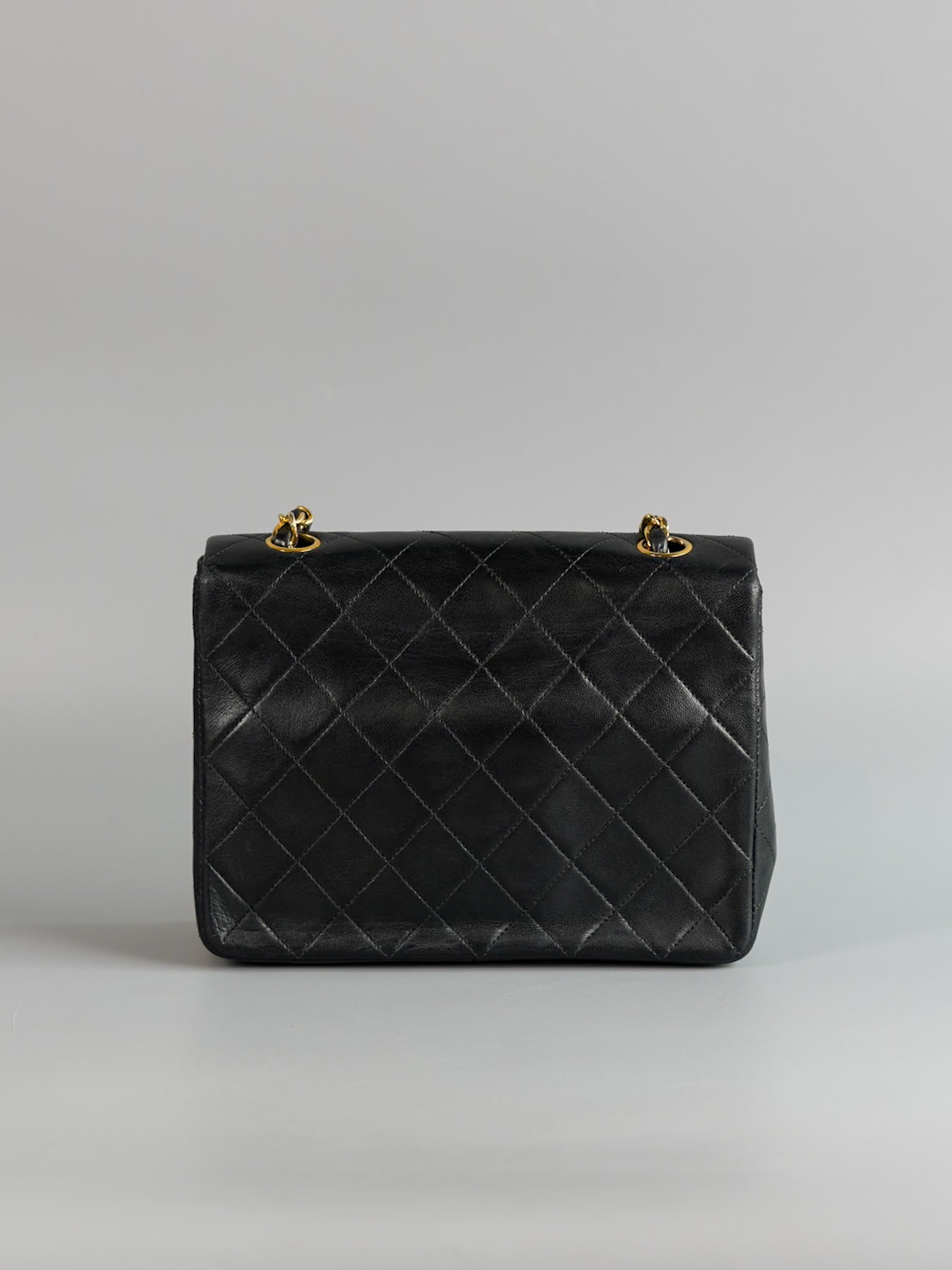 Vintage Small Square in Black Lambskin Leather & 24k Gold Hardware Series 1 | Purse Maison Luxury Bags Shop