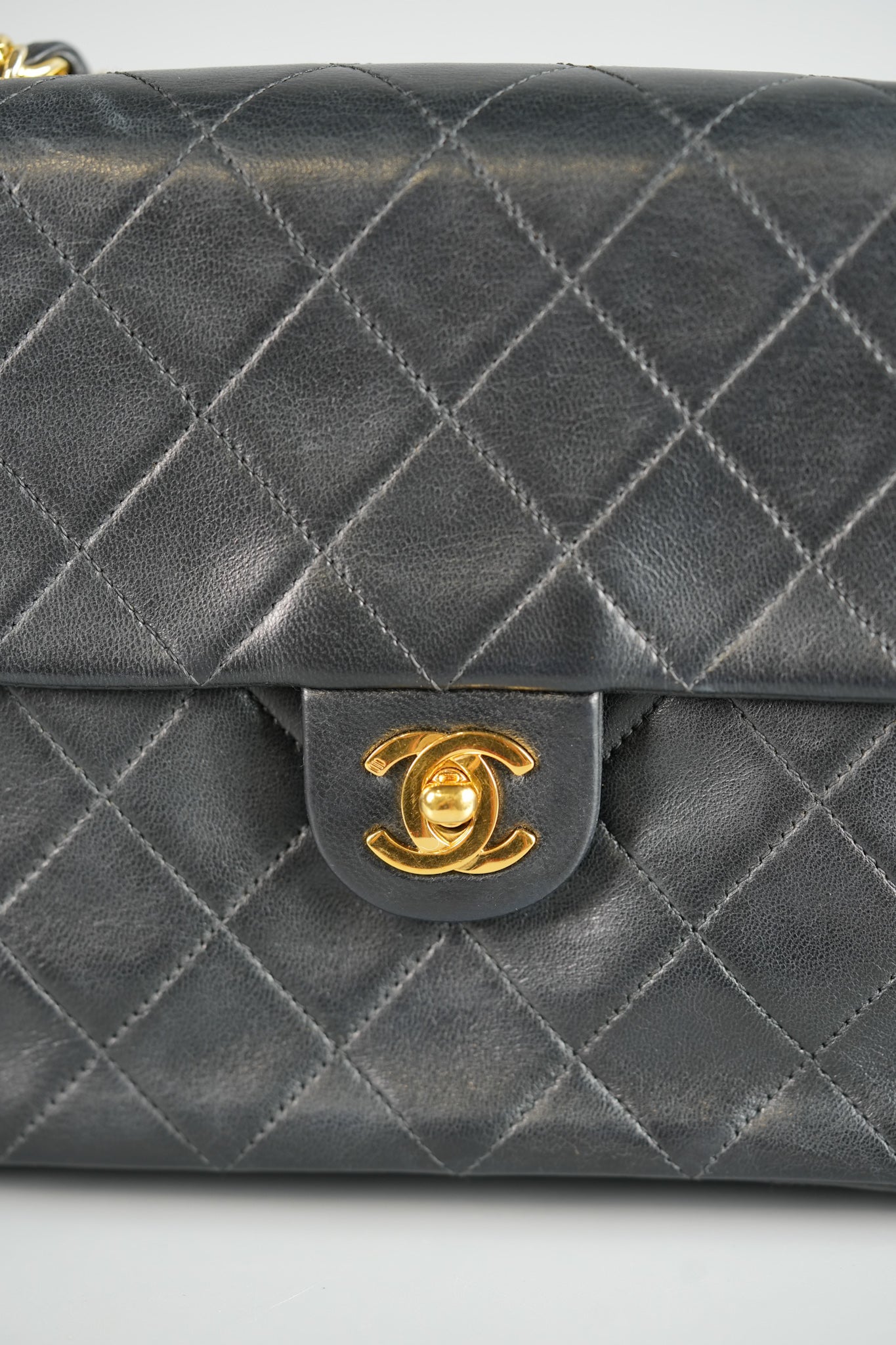 Vintage Small Square in Black Lambskin Leather & 24k Gold Hardware Series 1 | Purse Maison Luxury Bags Shop