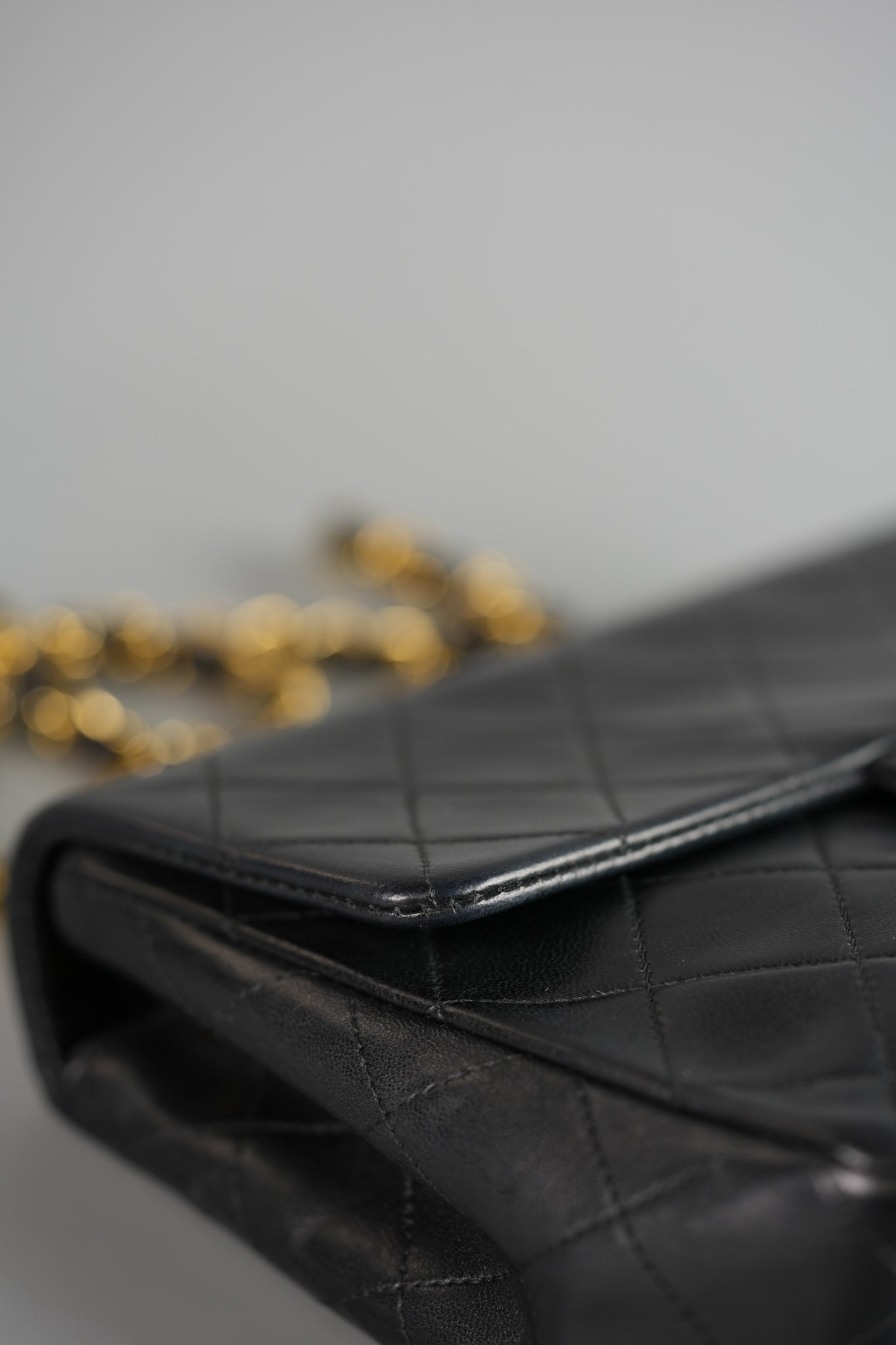 Vintage Small Square in Black Lambskin Leather & 24k Gold Hardware Series 1 | Purse Maison Luxury Bags Shop