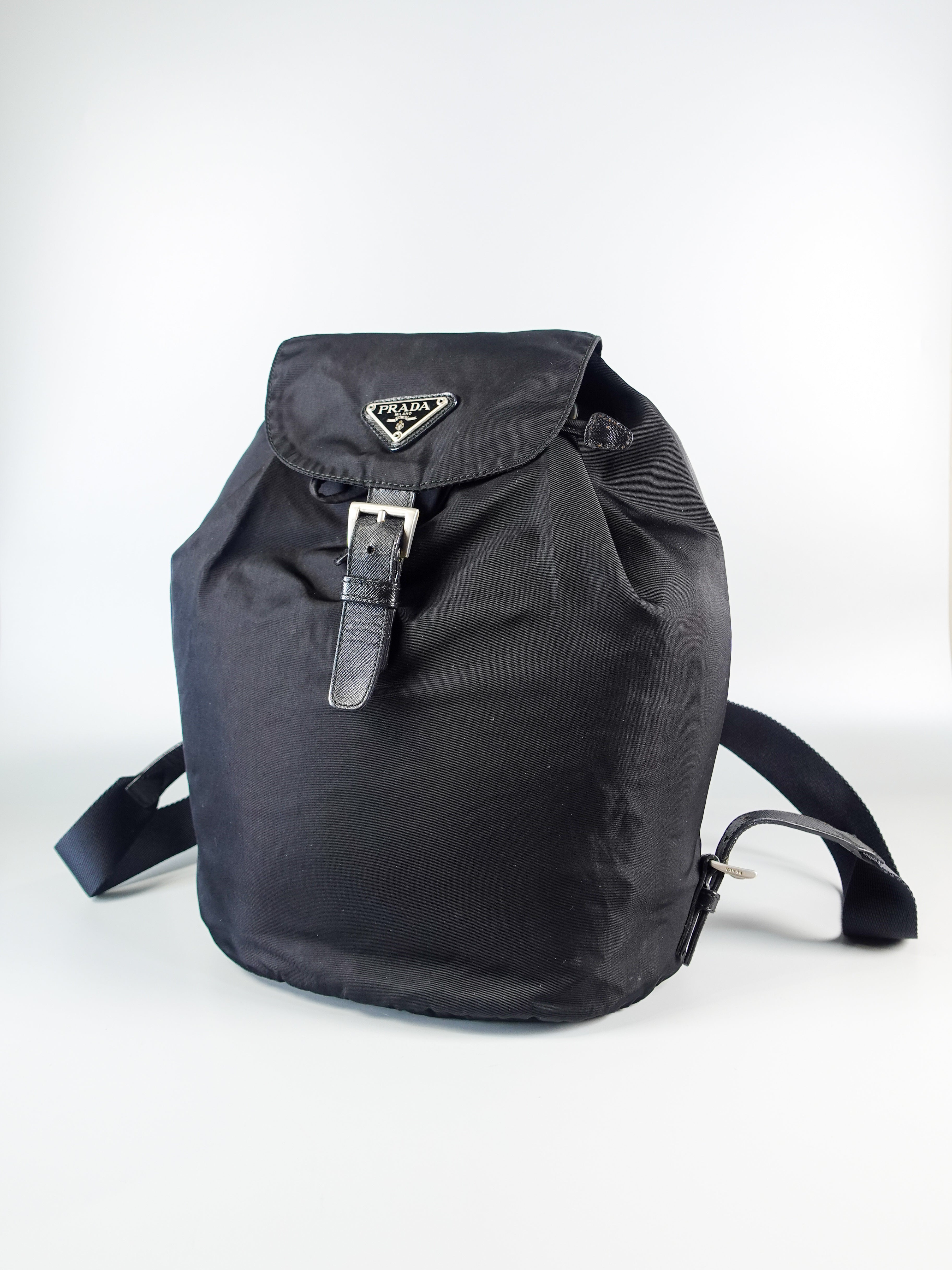 Vintage Tessuto Drawstring Backpack (Black) | Purse Maison Luxury Bags Shop