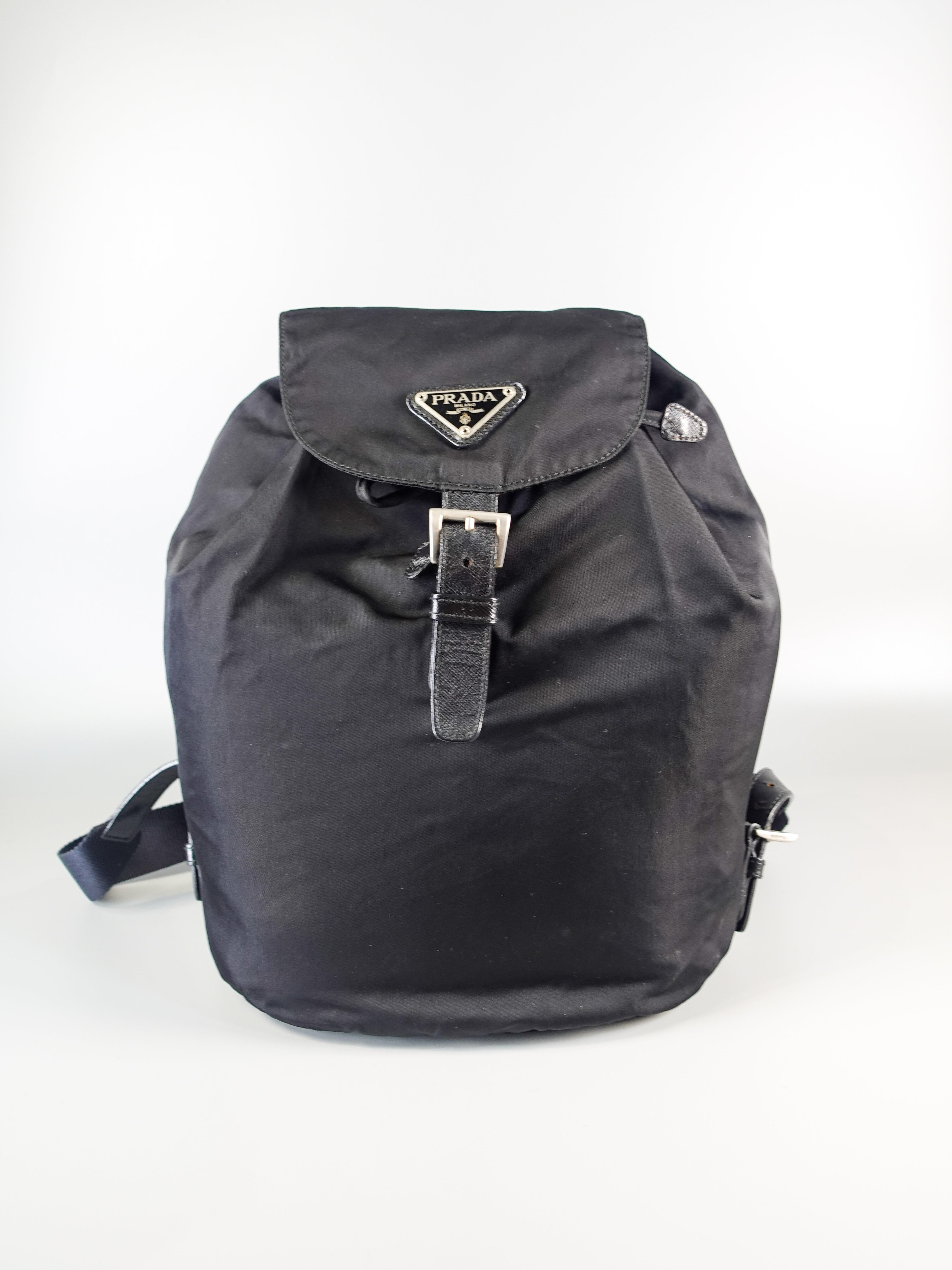 Vintage Tessuto Drawstring Backpack (Black) | Purse Maison Luxury Bags Shop