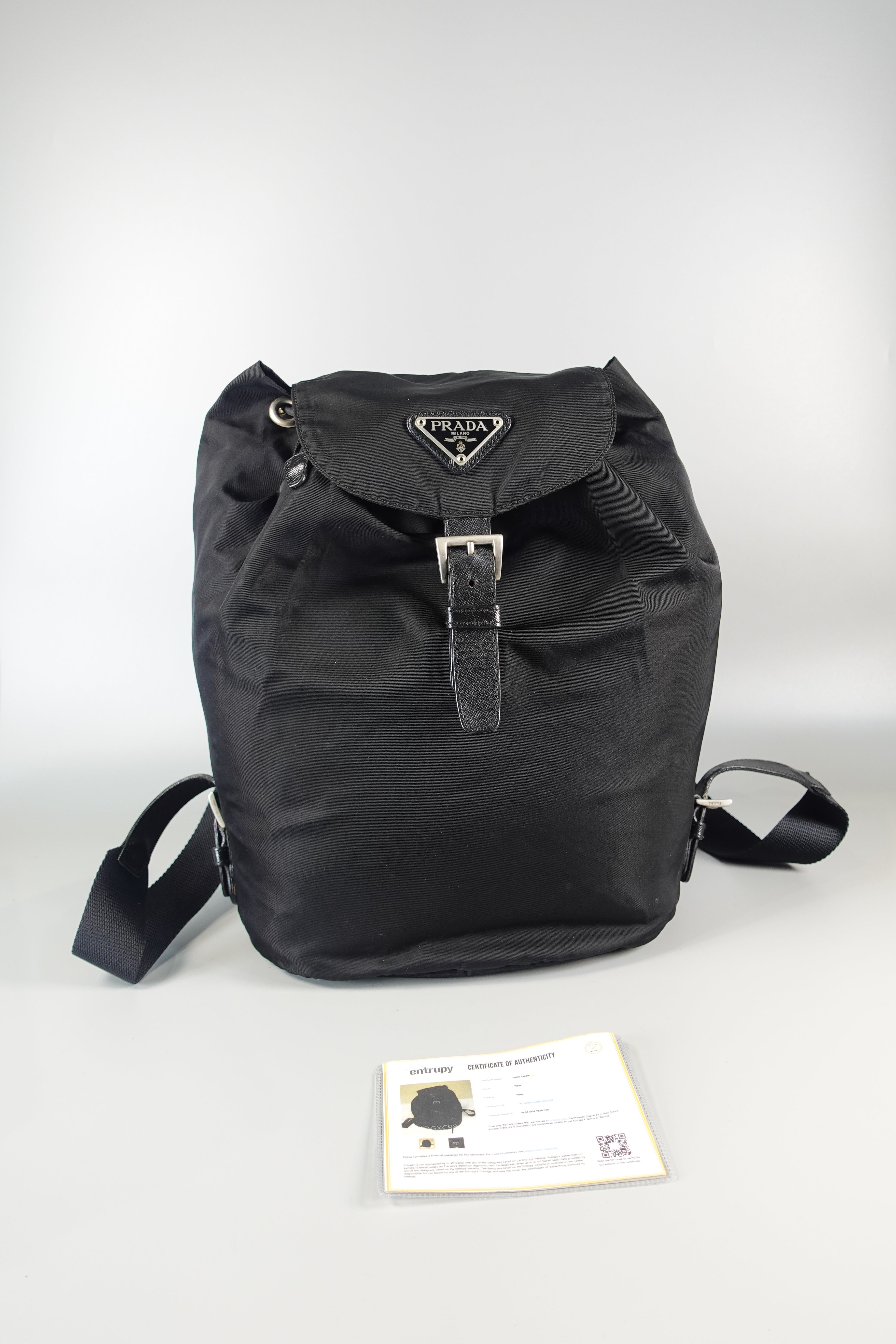 Vintage Tessuto Drawstring Backpack (Black) | Purse Maison Luxury Bags Shop