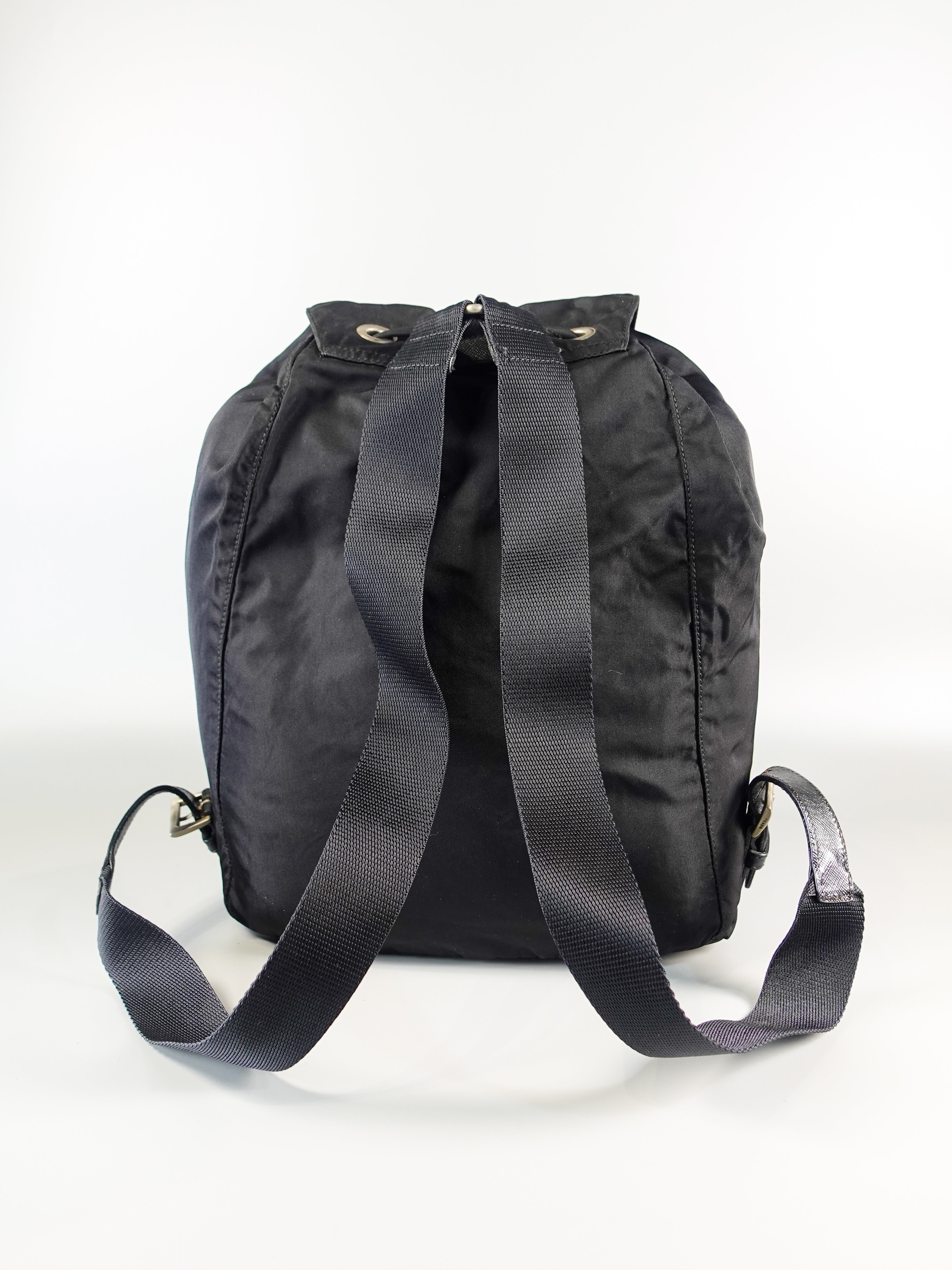 Vintage Tessuto Drawstring Backpack (Black) | Purse Maison Luxury Bags Shop