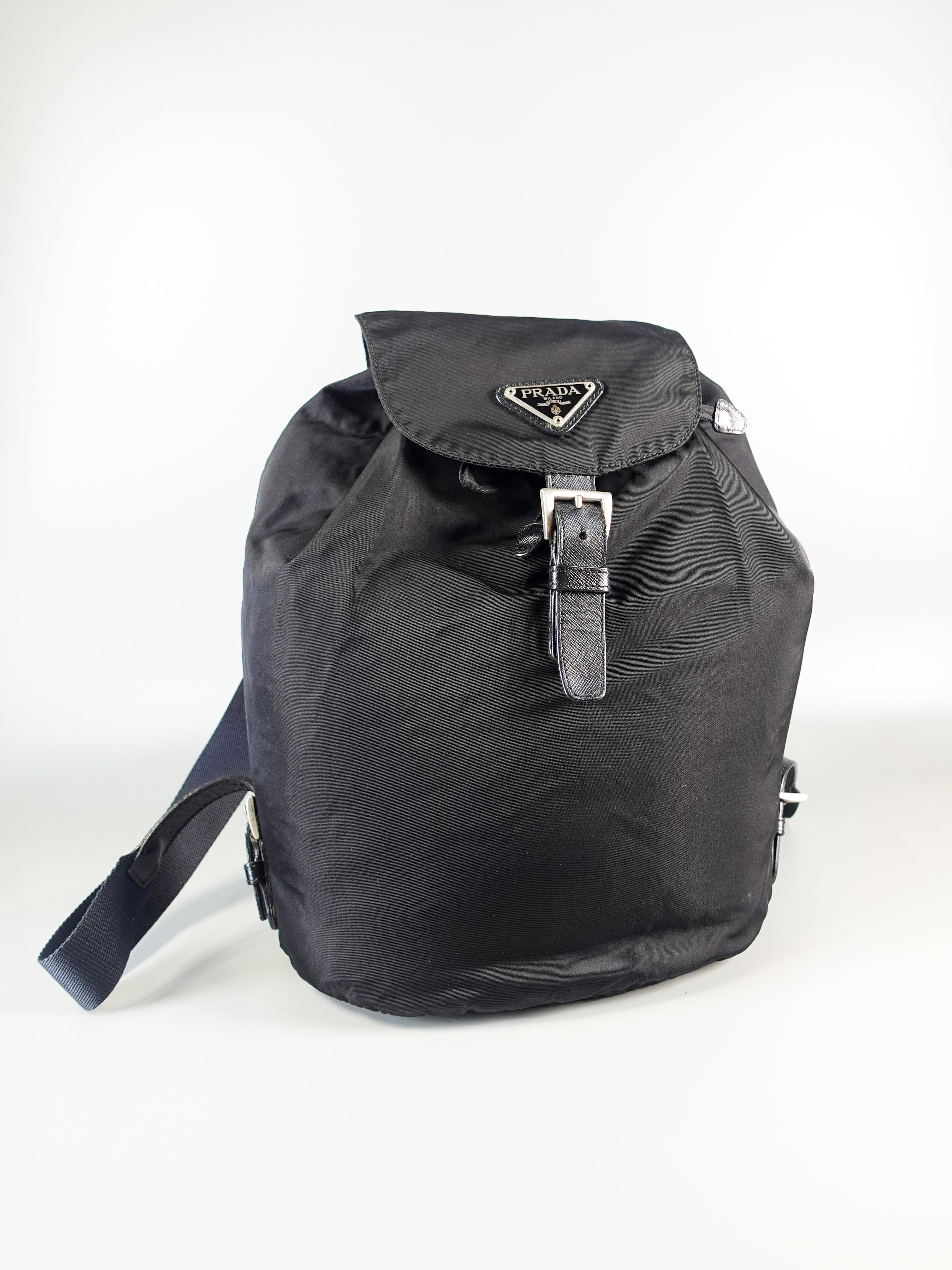 Vintage Tessuto Drawstring Backpack (Black) | Purse Maison Luxury Bags Shop