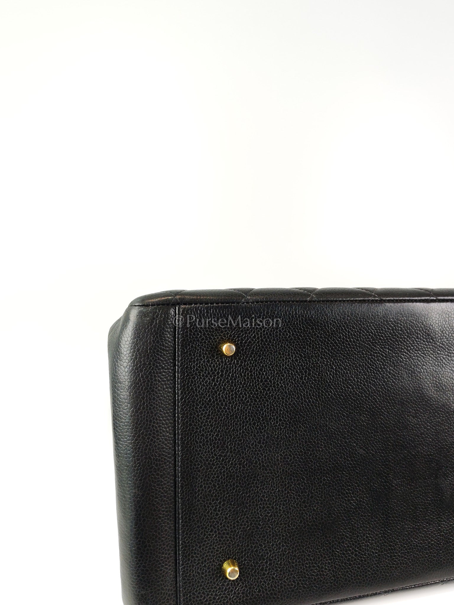 Vintage Tote Bag in Black Quilted Caviar Leather and Gold Hardware Series 4 | Purse Maison Luxury Bags Shop