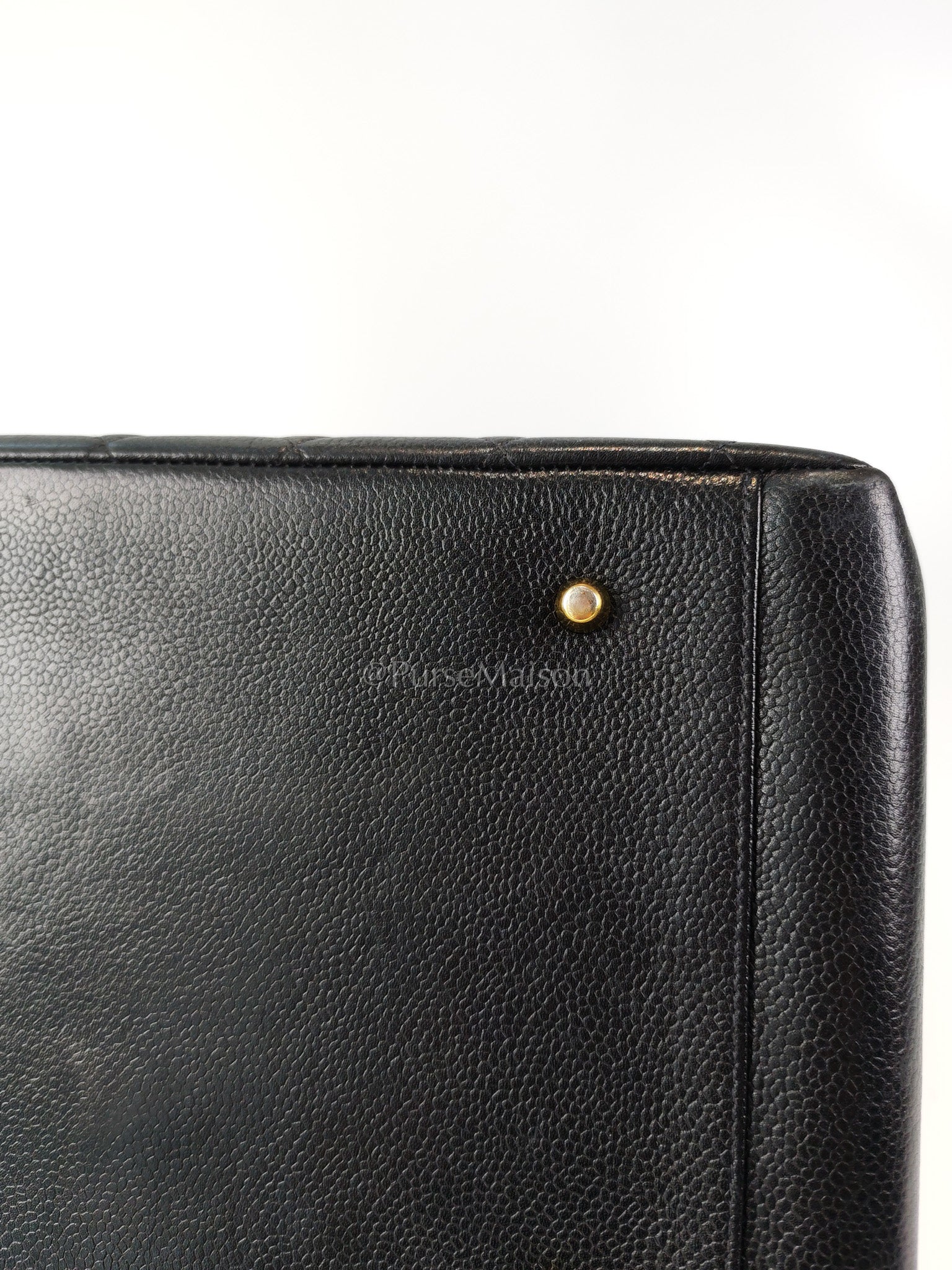 Vintage Tote Bag in Black Quilted Caviar Leather and Gold Hardware Series 4 | Purse Maison Luxury Bags Shop