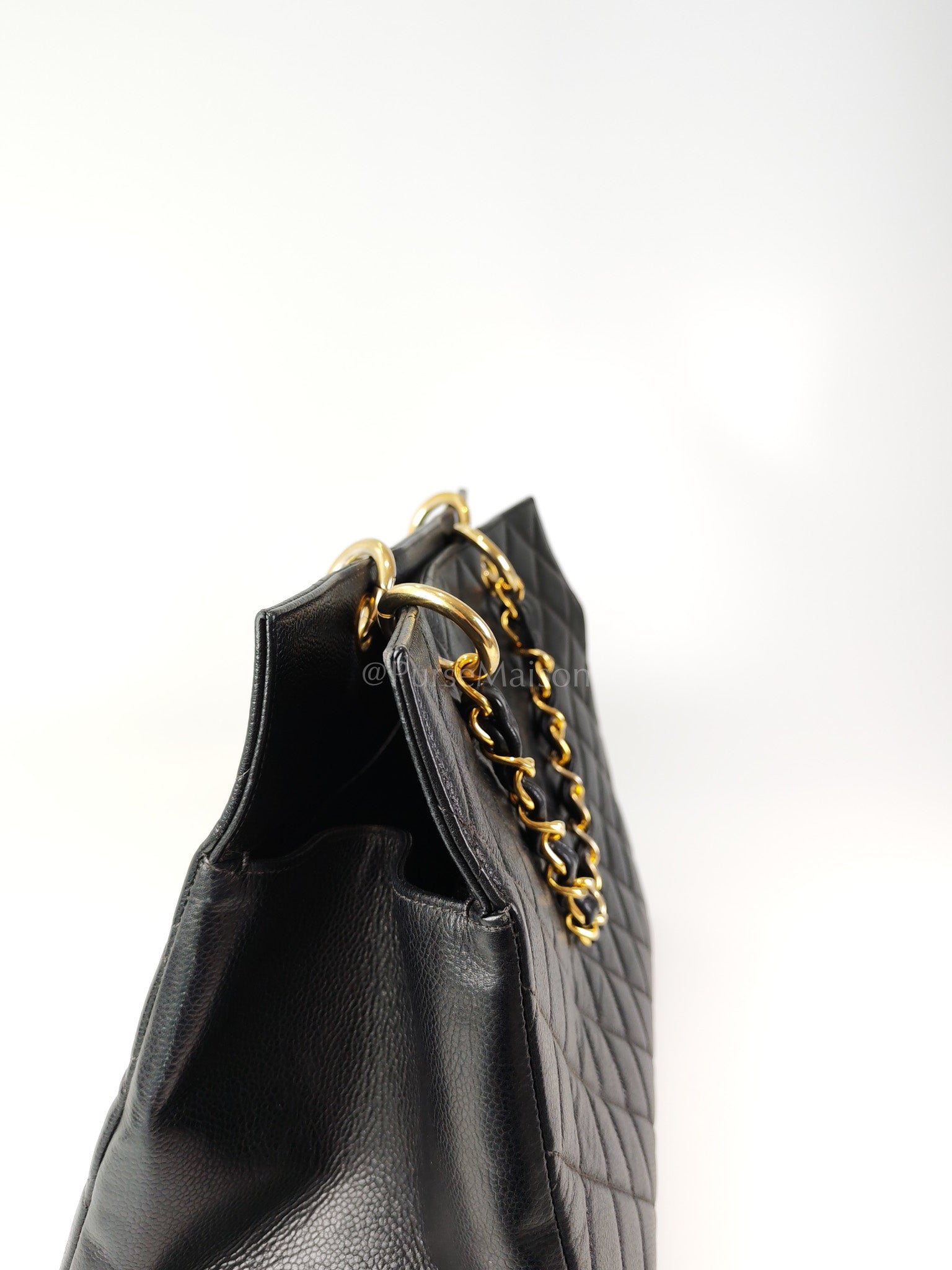 Vintage Tote Bag in Black Quilted Caviar Leather and Gold Hardware Series 4 | Purse Maison Luxury Bags Shop