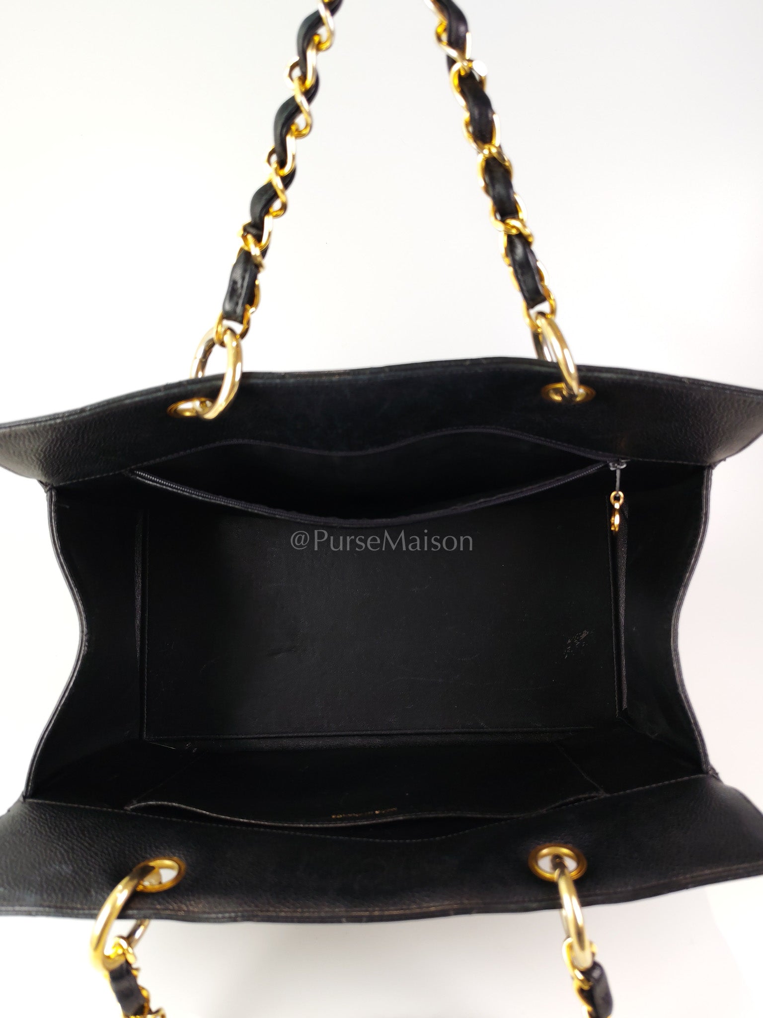 Vintage Tote Bag in Black Quilted Caviar Leather and Gold Hardware Series 4 | Purse Maison Luxury Bags Shop