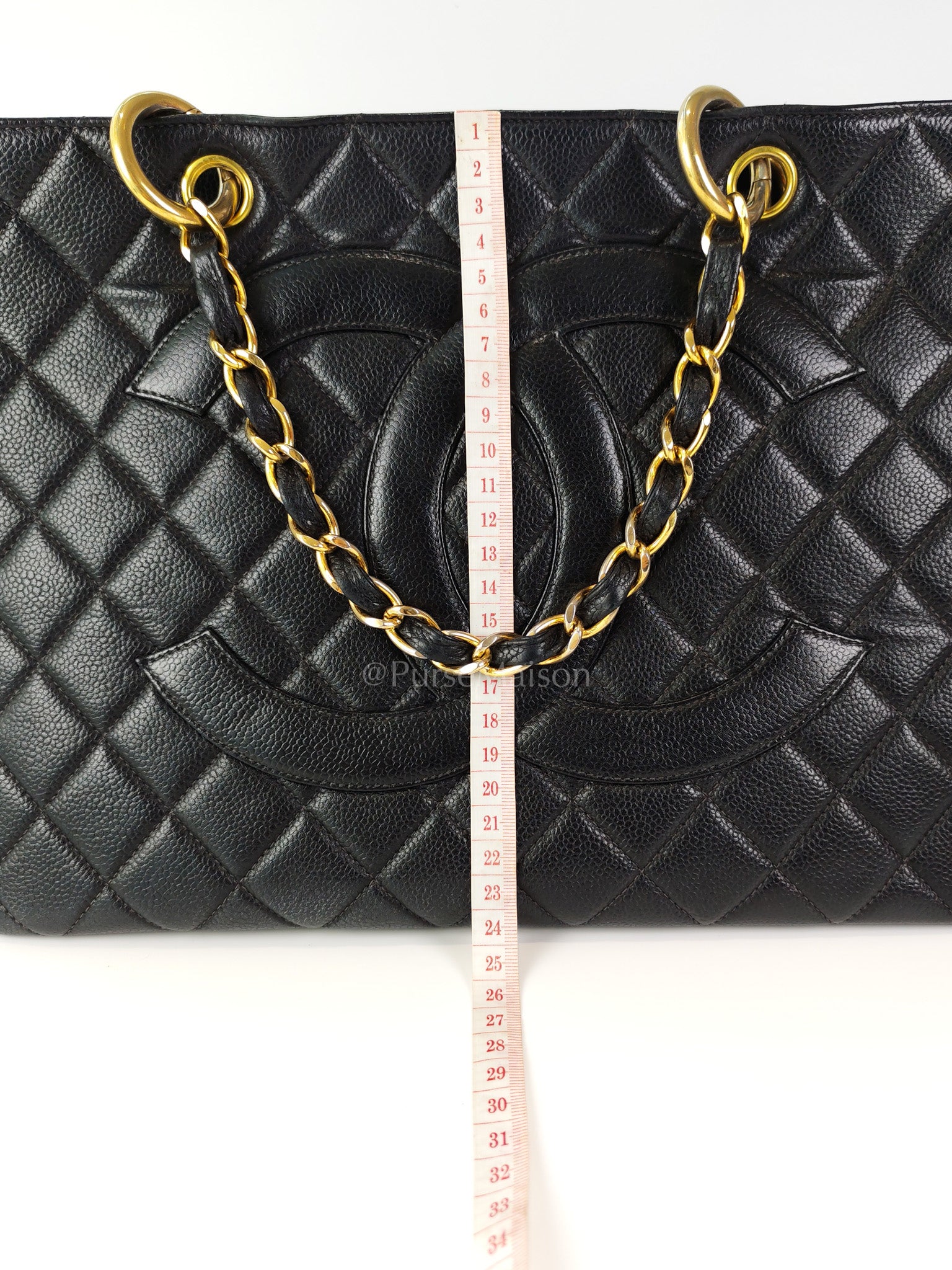 Vintage Tote Bag in Black Quilted Caviar Leather and Gold Hardware Series 4 | Purse Maison Luxury Bags Shop
