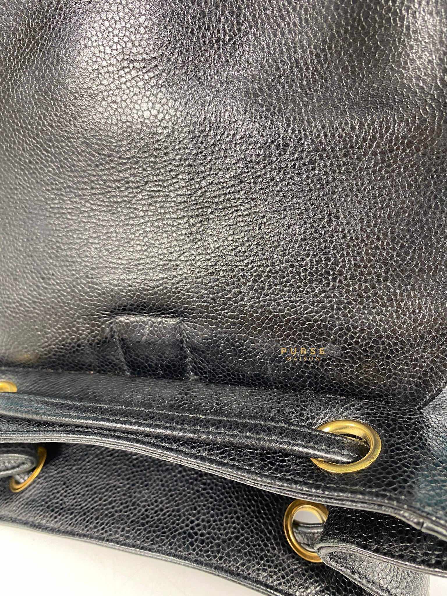 Chanel Vintage Triple CC Backpack in Black Caviar Leather and 24k Gold Hardware (Series 4)