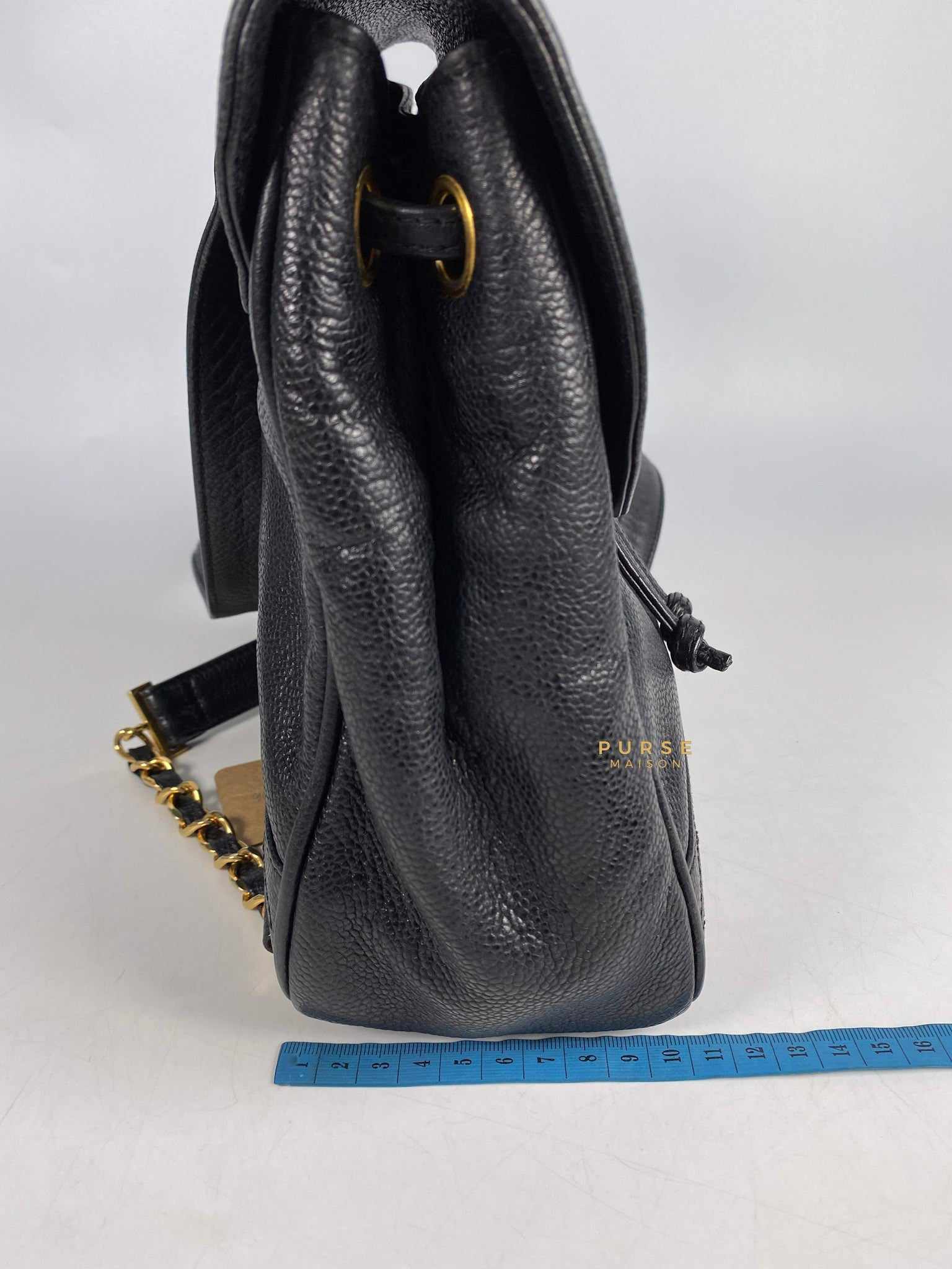 Chanel Vintage Triple CC Backpack in Black Caviar Leather and 24k Gold Hardware (Series 4)