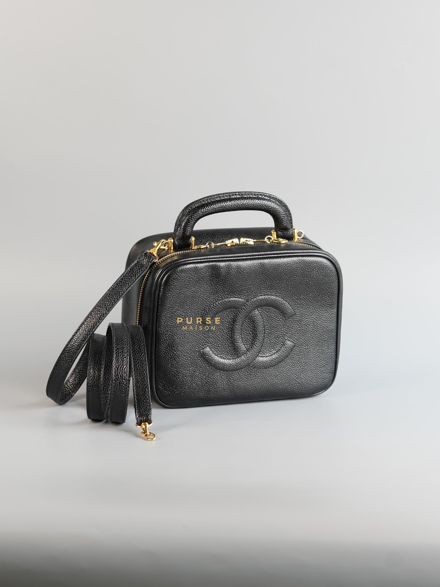 Vintage Vanity Bag in Caviar Leather & 24k Gold Hardware Series 4 | Purse Maison Luxury Bags Shop