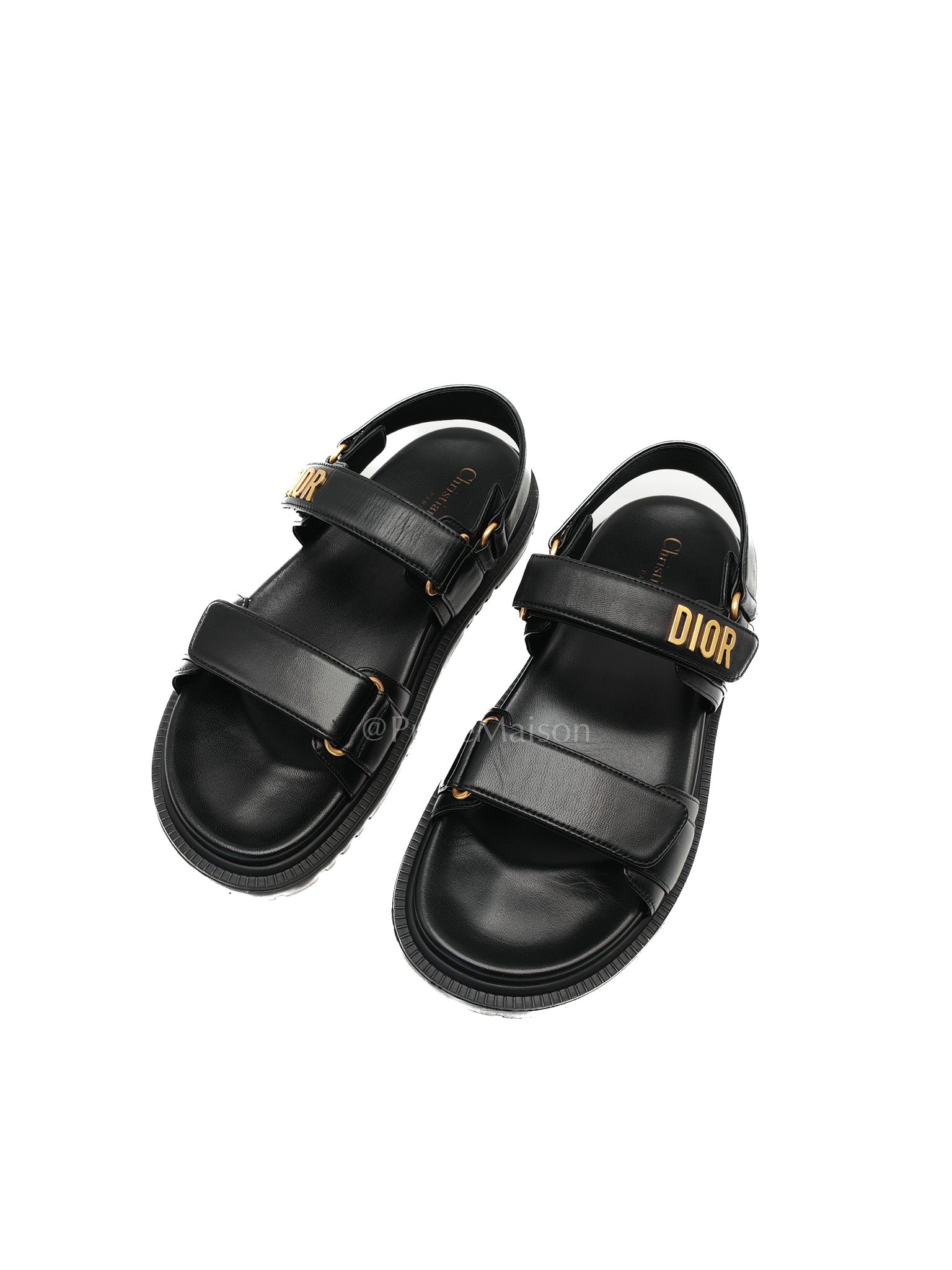 Dioract Black Lambskin Women’s Sandals Size 38EU (24.5cm)