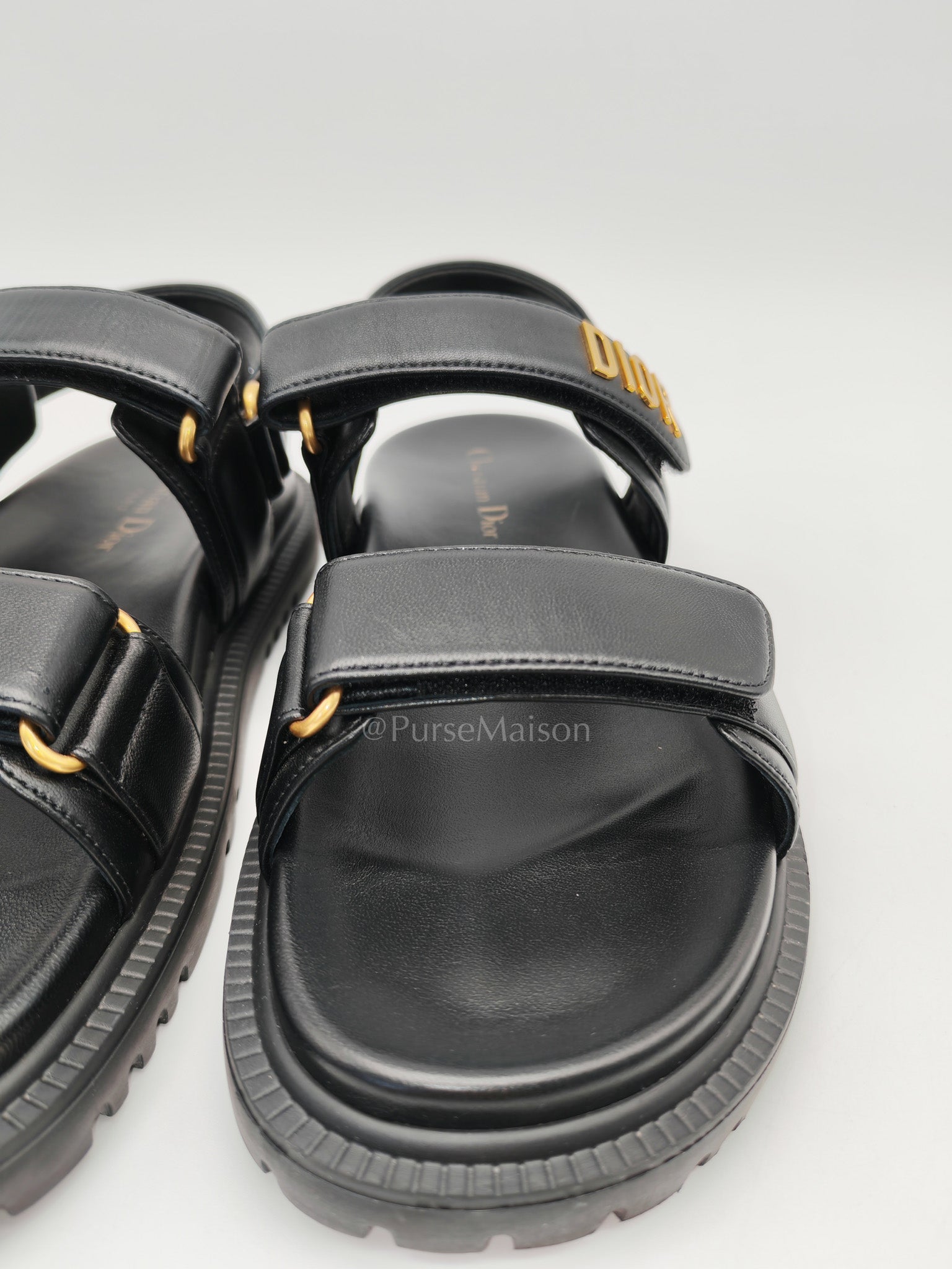 Dioract Black Lambskin Women’s Sandals Size 38EU (24.5cm)