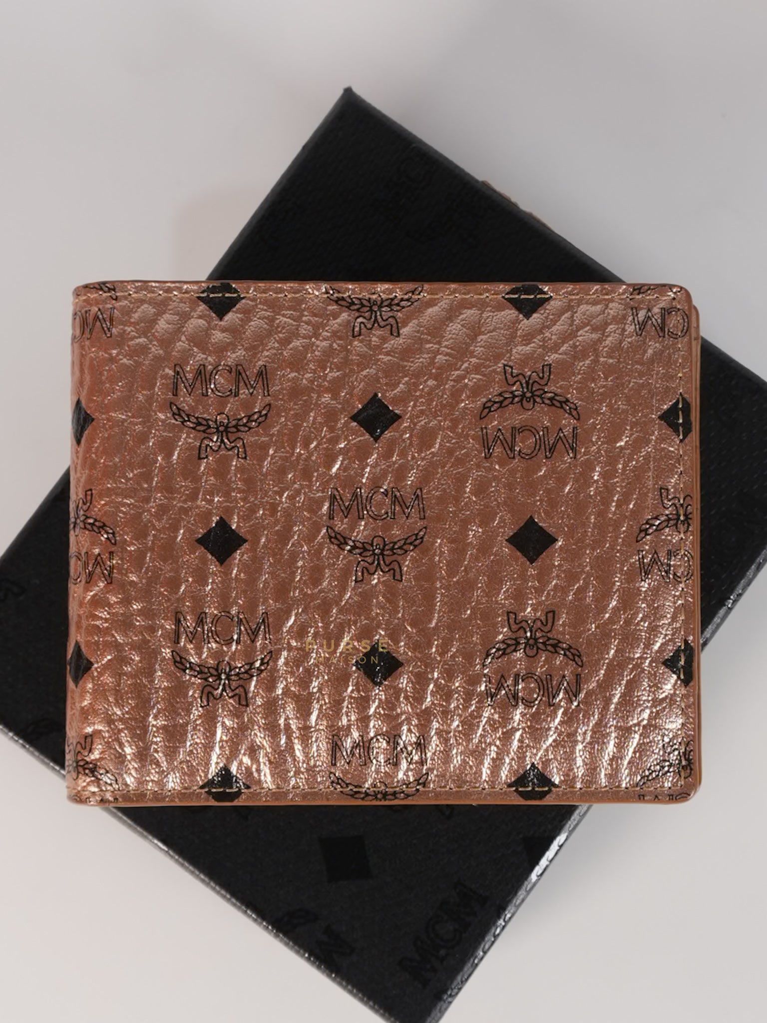 Visetos Bifold Wallet in Champagne Gold | Purse Maison Luxury Bags Shop