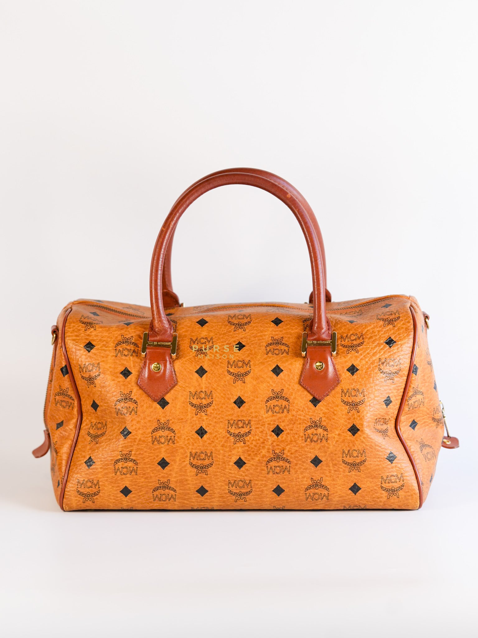 Visetos Boston Brown Leather Bag | Purse Maison Luxury Bags Shop