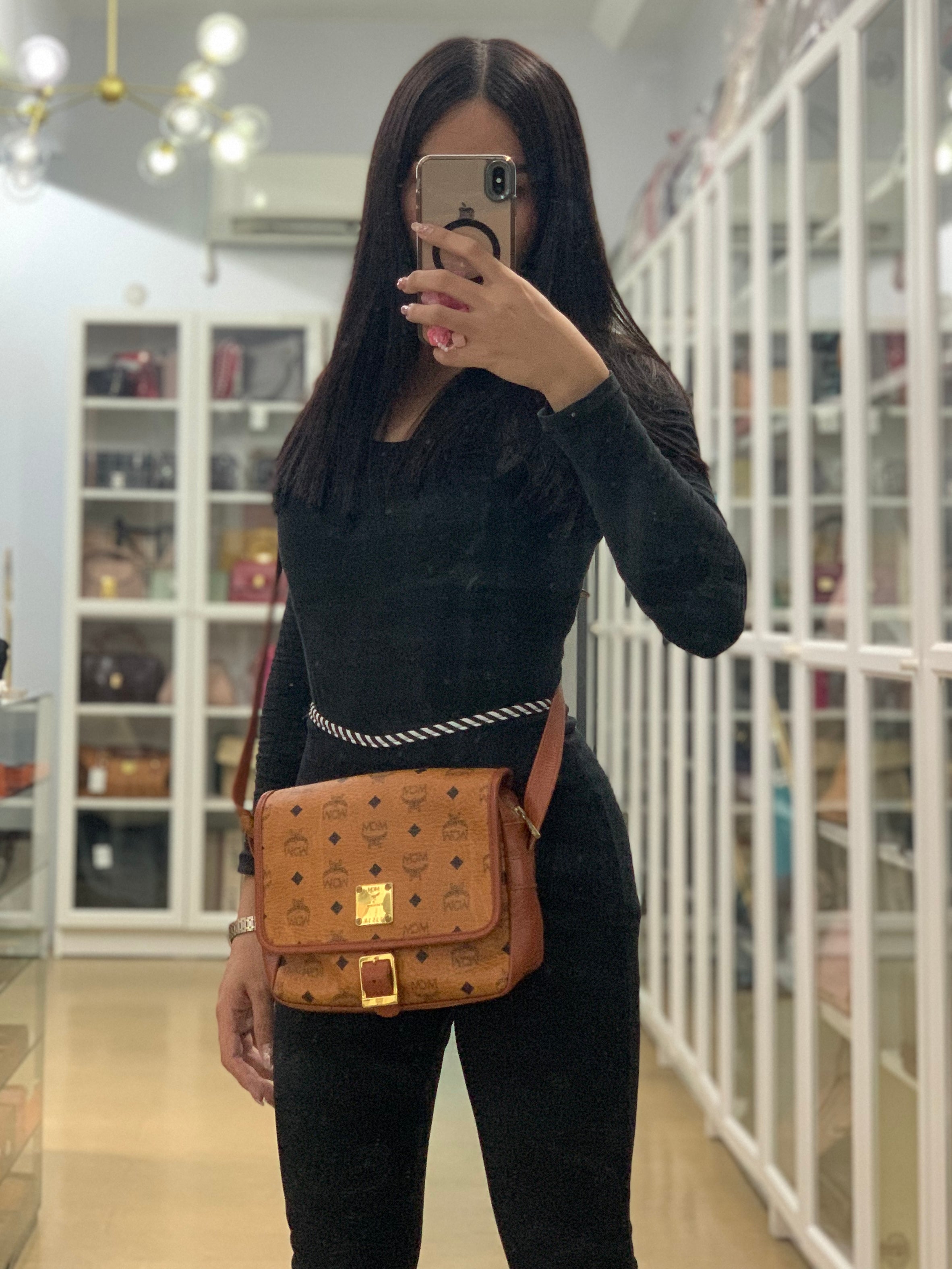 Visetos Crossbody Bag Medium in Brown Gold Hardware | Purse Maison Luxury Bags Shop