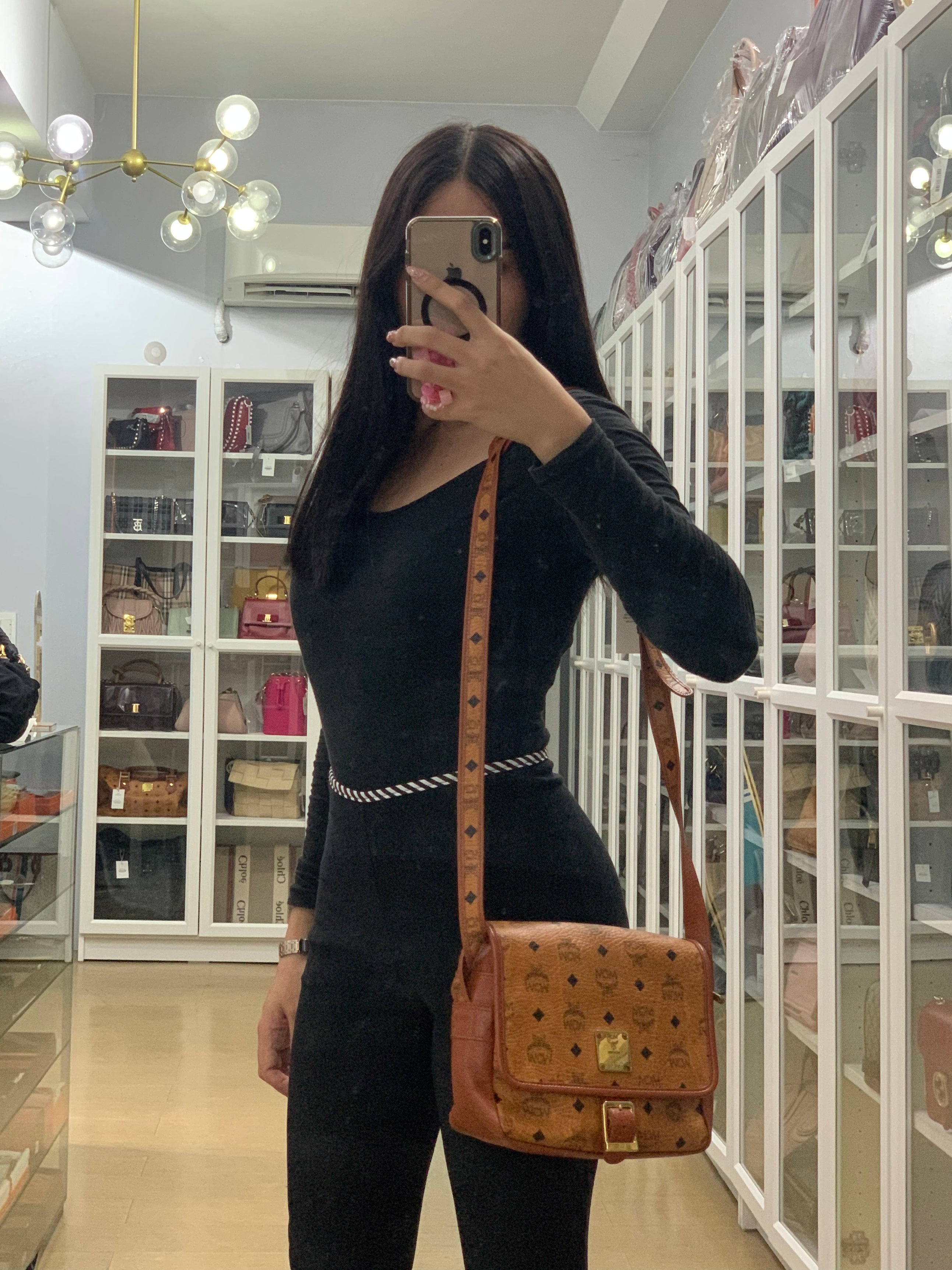Visetos Crossbody Bag Medium in Brown Gold Hardware | Purse Maison Luxury Bags Shop