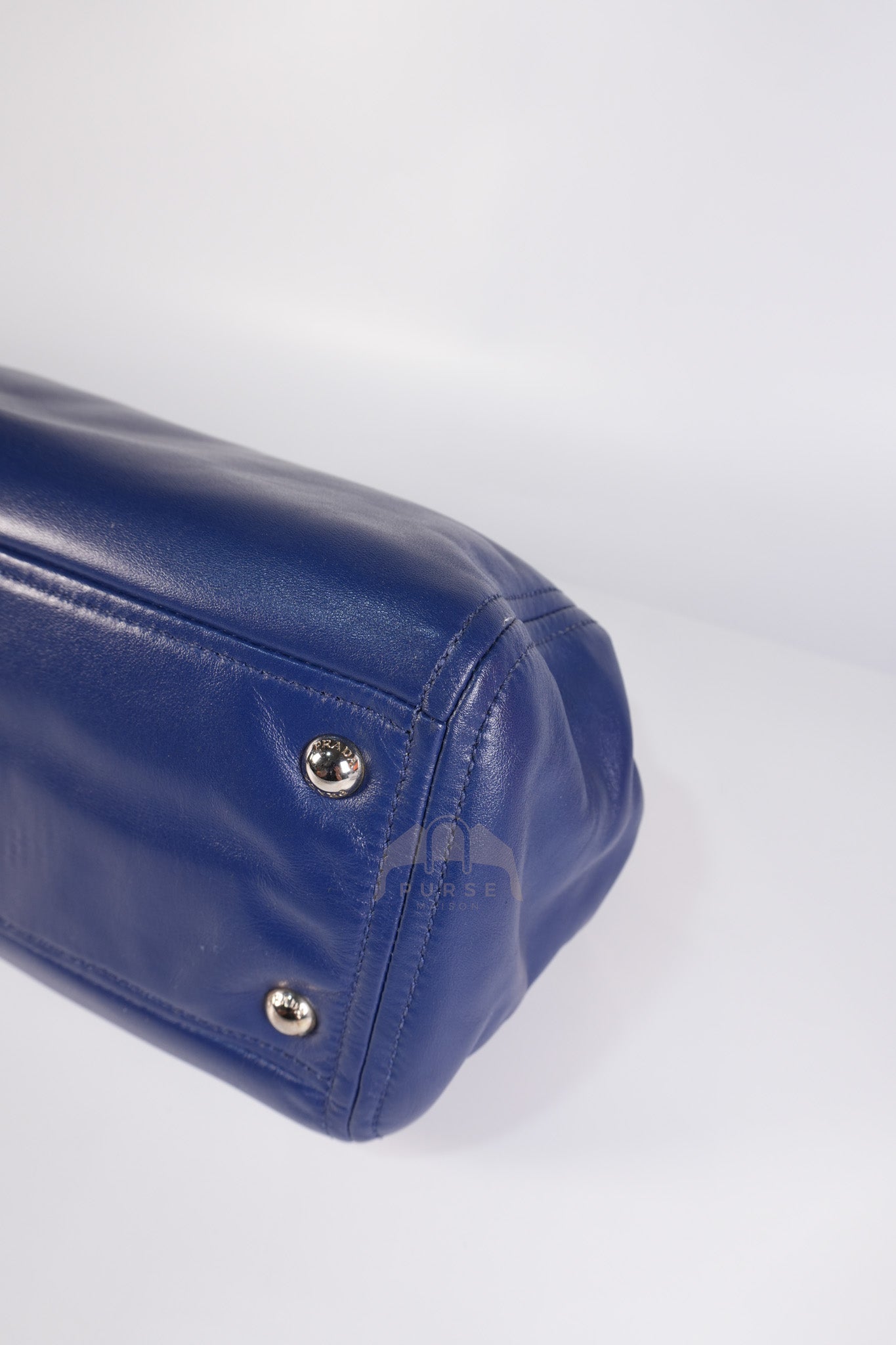 Vitello Daino Blue Soft Calf Leather Two-way Shoulder Bag | Purse Maison Luxury Bags Shop