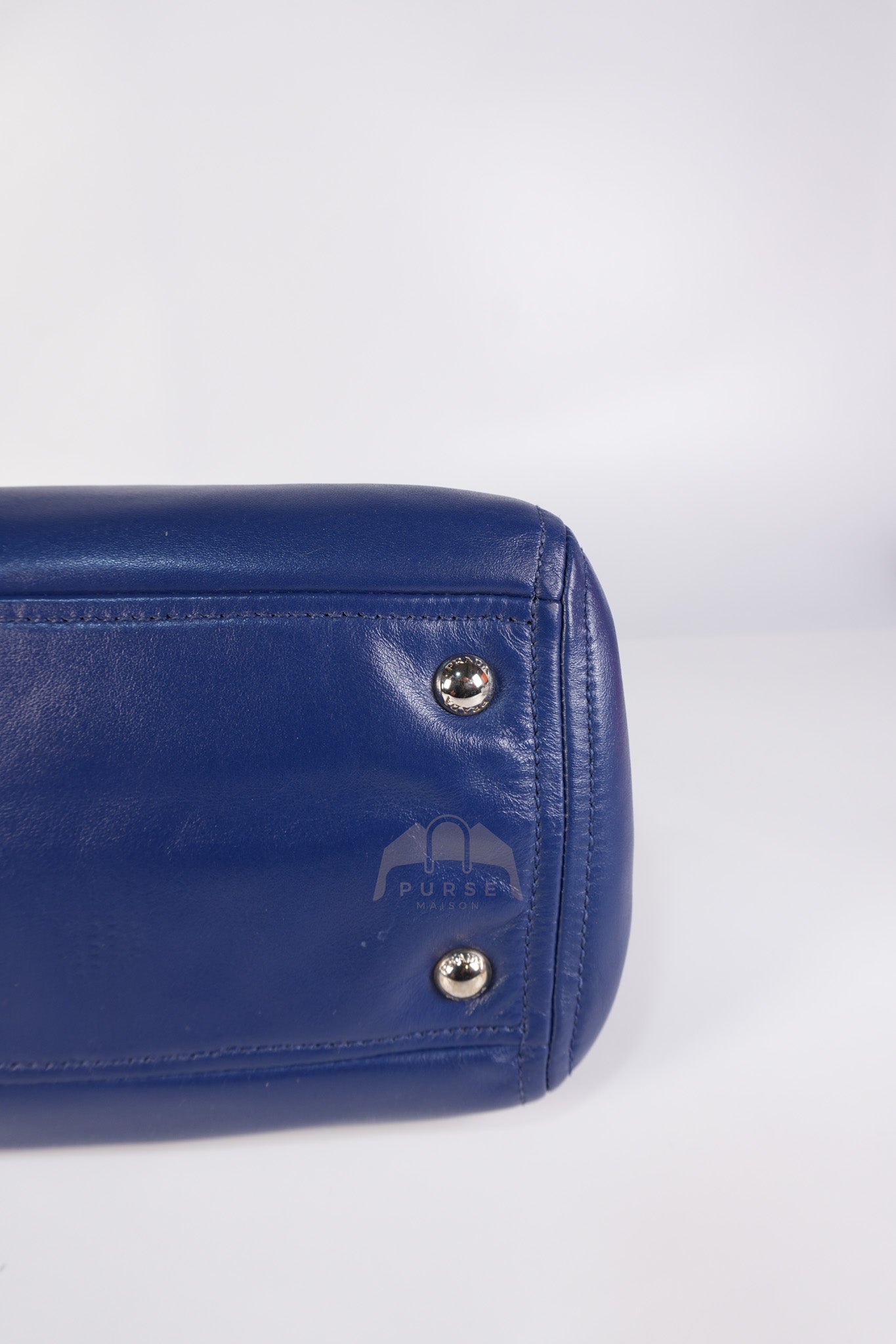 Vitello Daino Blue Soft Calf Leather Two-way Shoulder Bag | Purse Maison Luxury Bags Shop