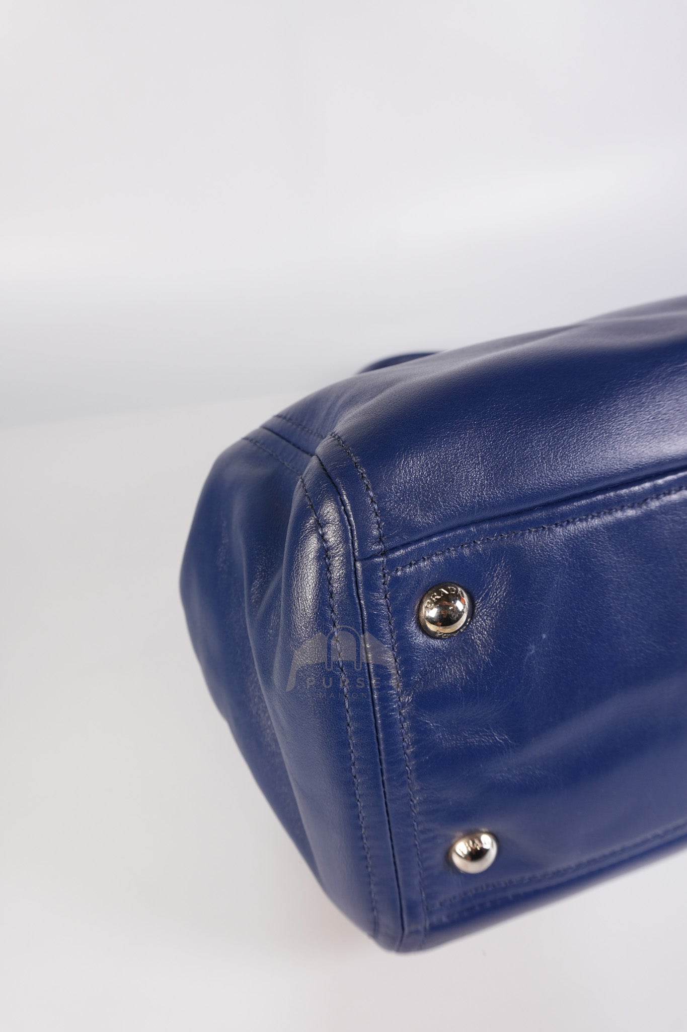 Vitello Daino Blue Soft Calf Leather Two-way Shoulder Bag | Purse Maison Luxury Bags Shop