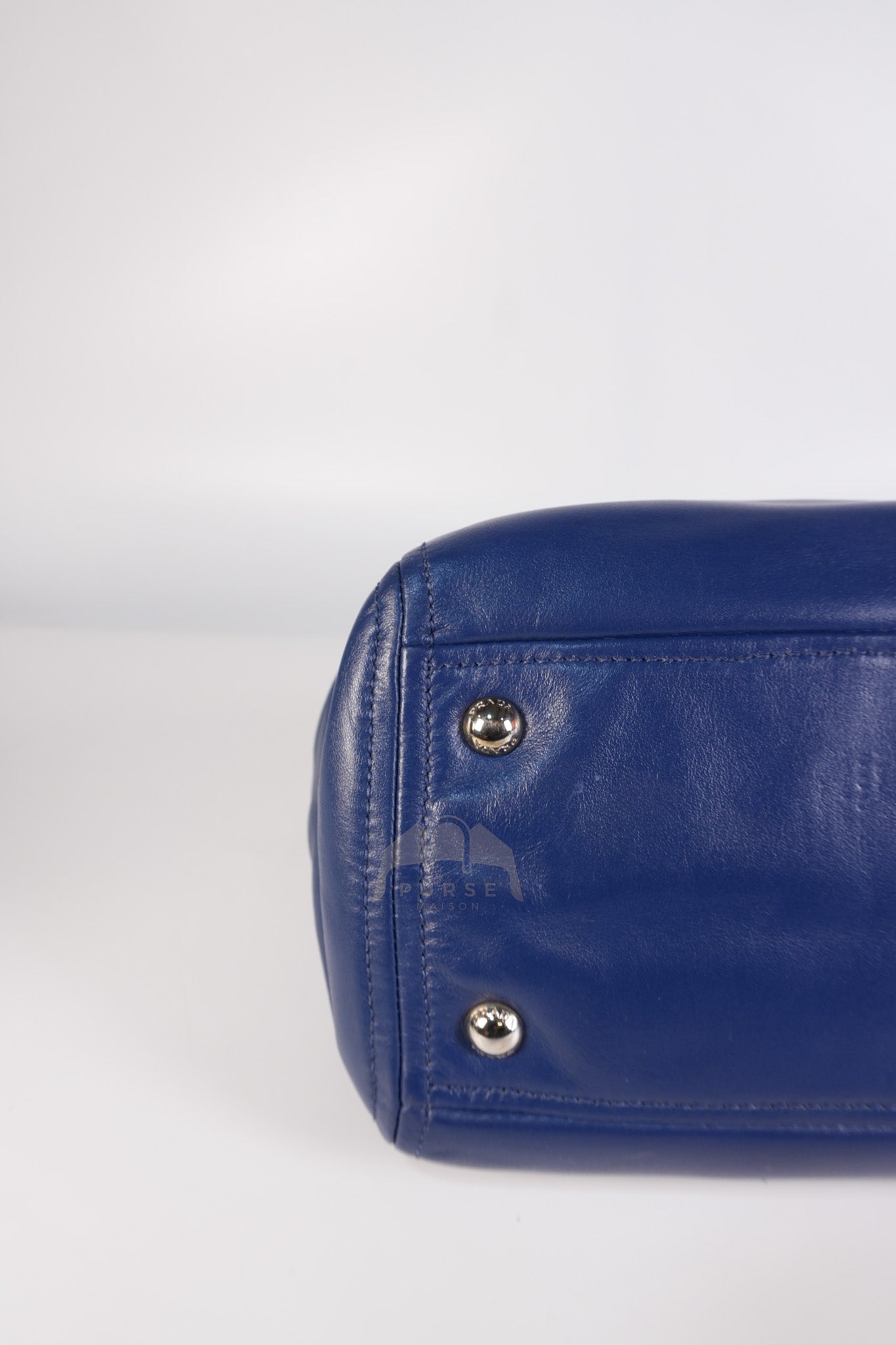 Vitello Daino Blue Soft Calf Leather Two-way Shoulder Bag | Purse Maison Luxury Bags Shop