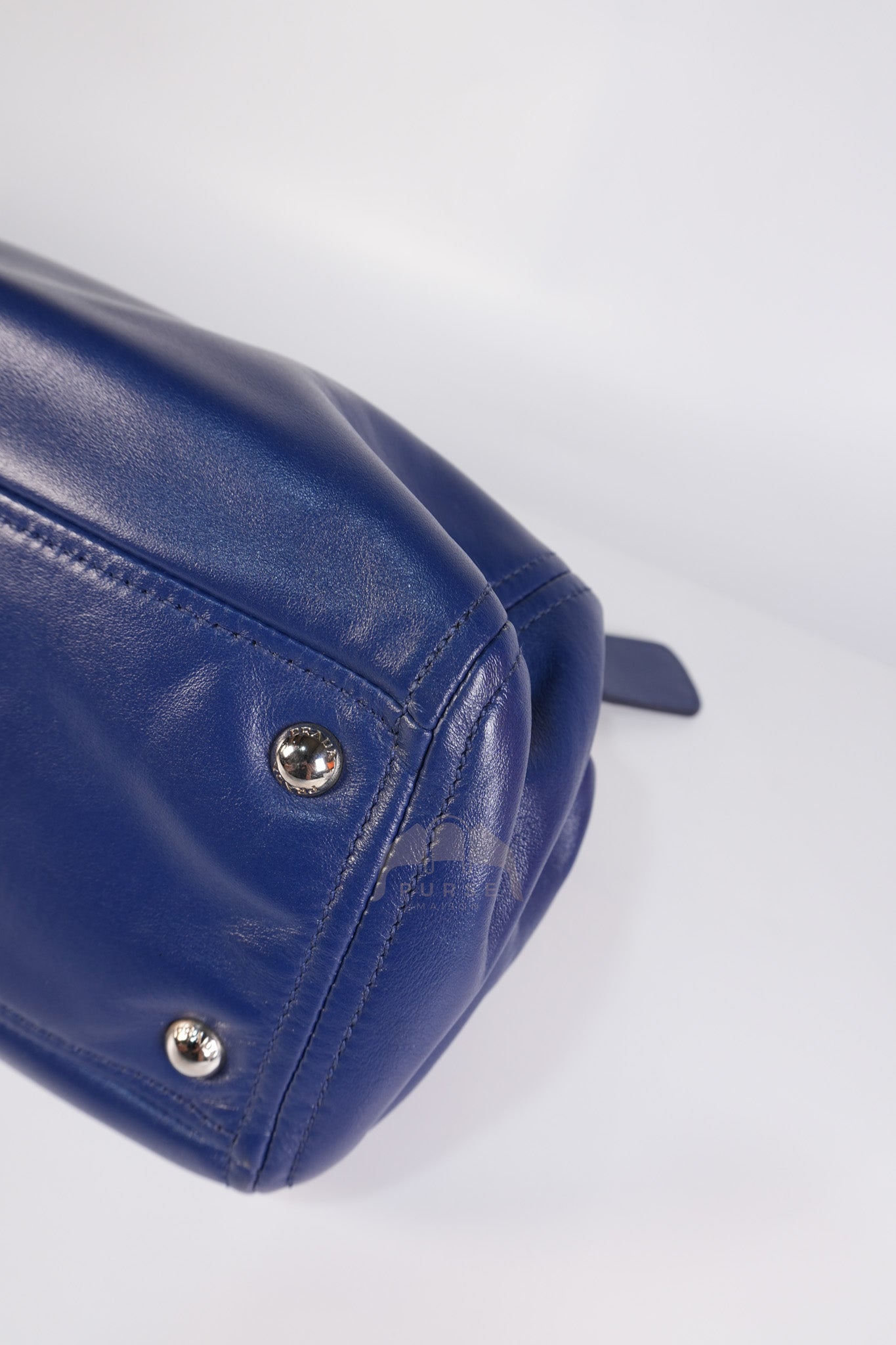 Vitello Daino Blue Soft Calf Leather Two-way Shoulder Bag | Purse Maison Luxury Bags Shop