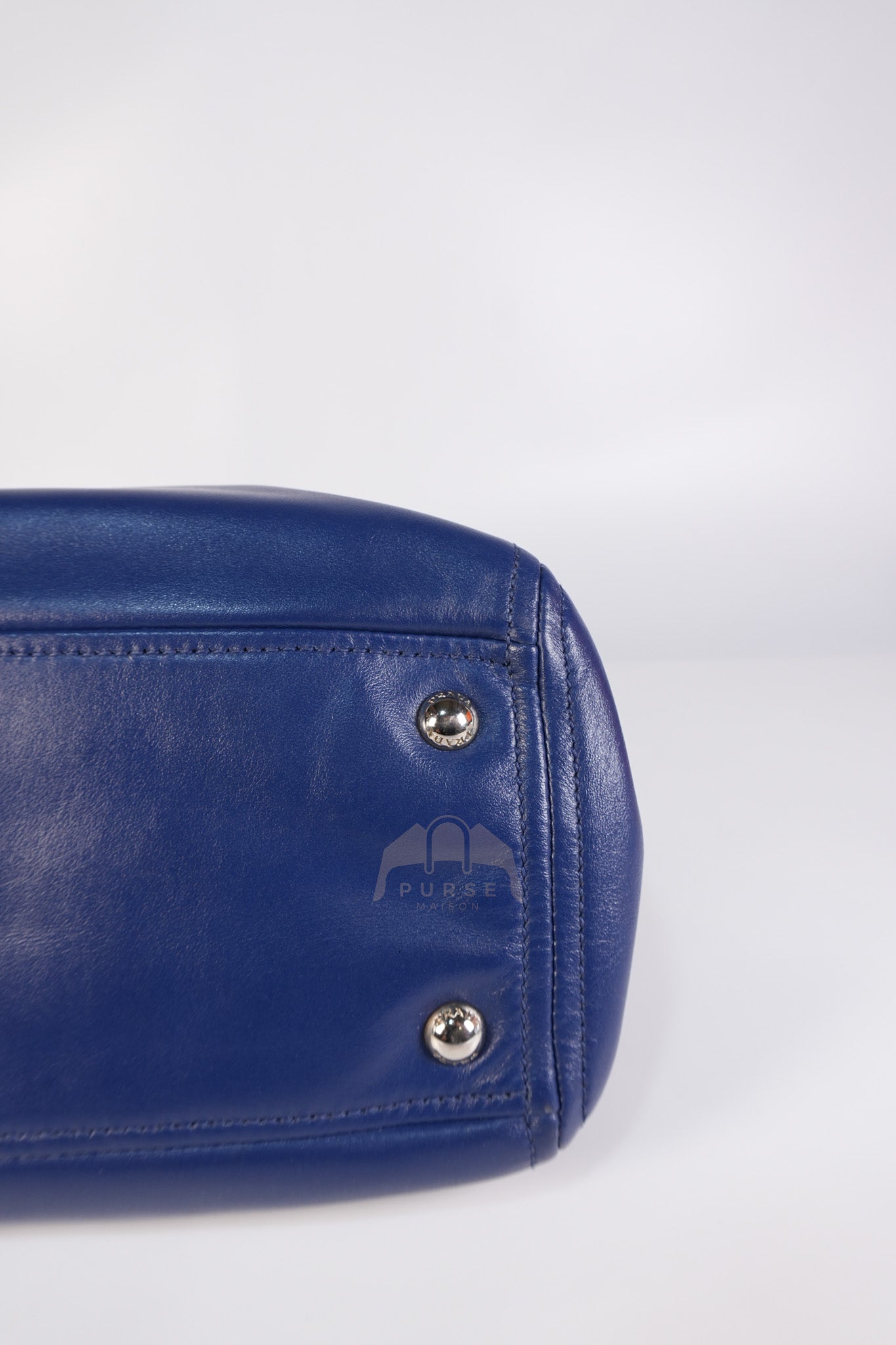 Vitello Daino Blue Soft Calf Leather Two-way Shoulder Bag | Purse Maison Luxury Bags Shop