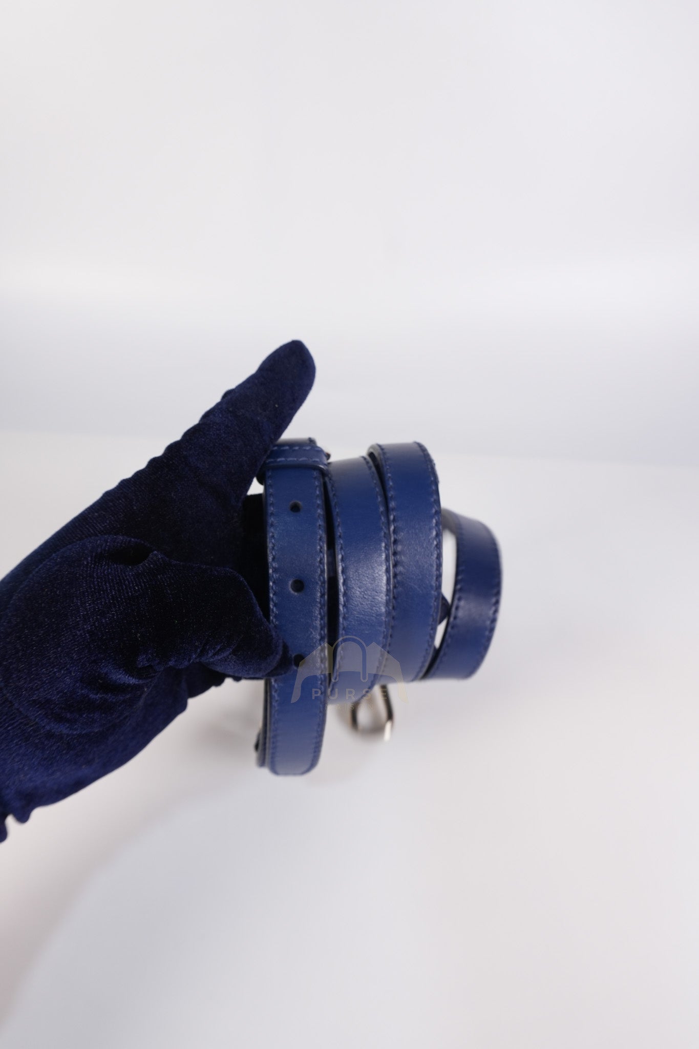 Vitello Daino Blue Soft Calf Leather Two-way Shoulder Bag | Purse Maison Luxury Bags Shop