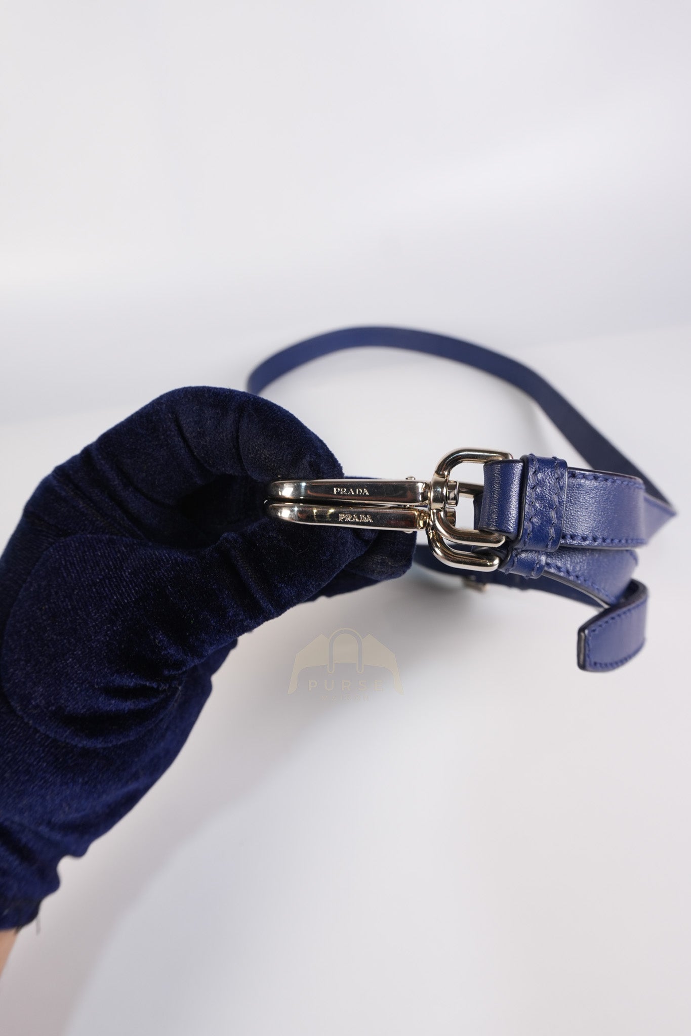 Vitello Daino Blue Soft Calf Leather Two-way Shoulder Bag | Purse Maison Luxury Bags Shop