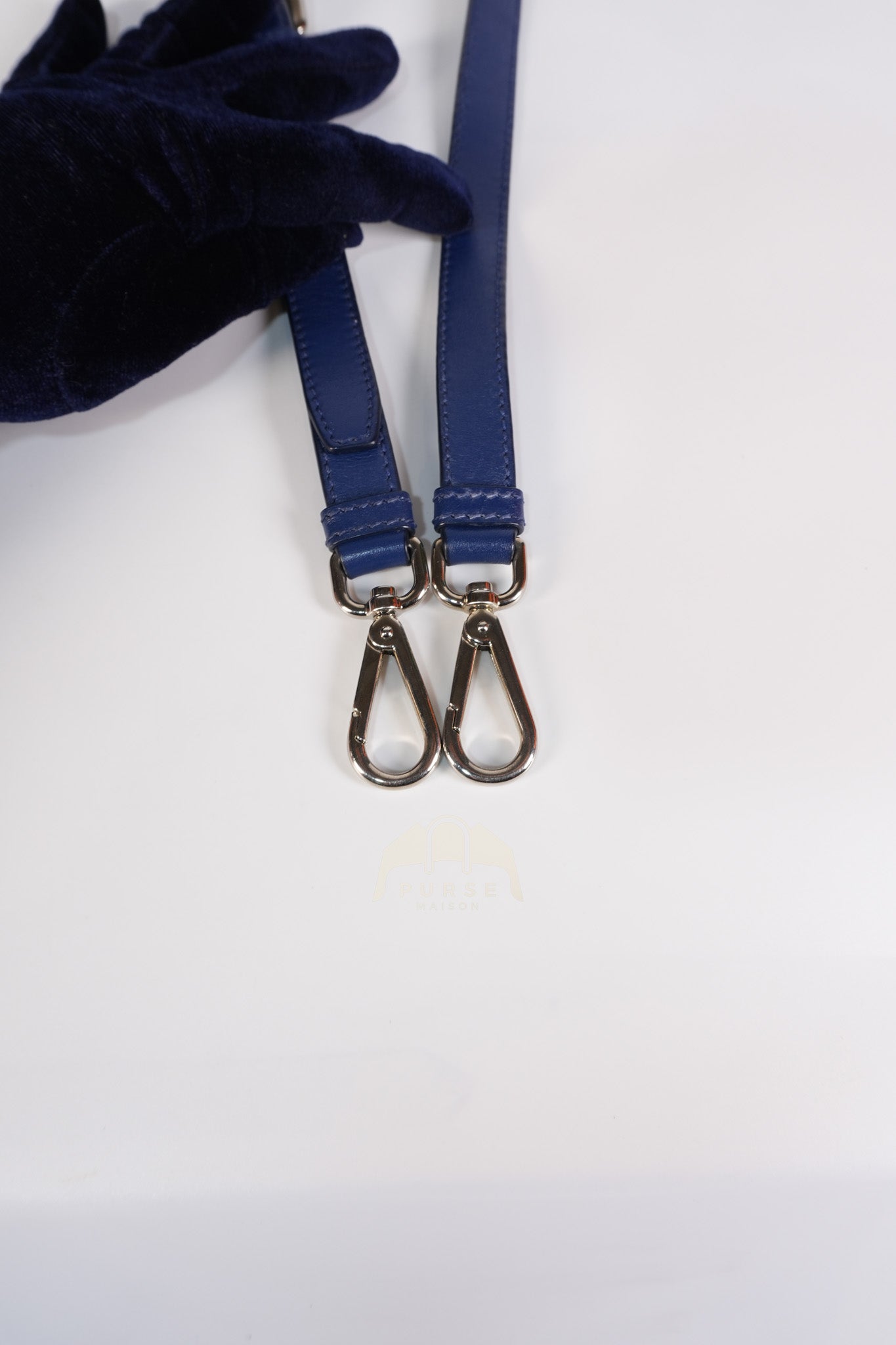 Vitello Daino Blue Soft Calf Leather Two-way Shoulder Bag | Purse Maison Luxury Bags Shop