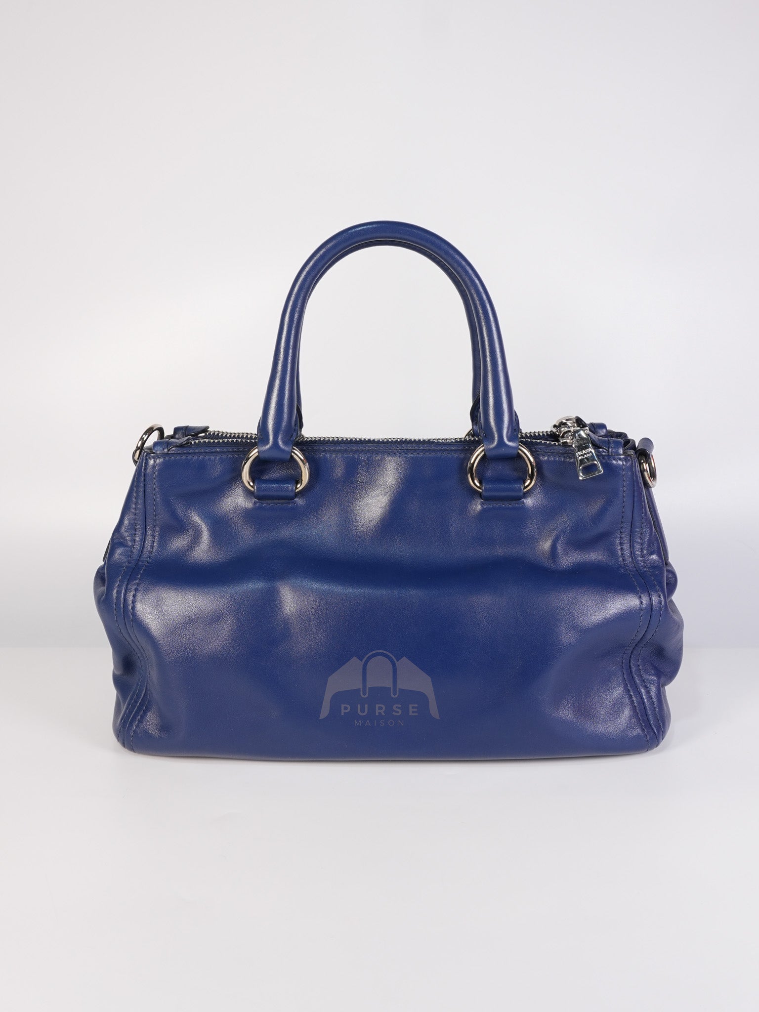 Vitello Daino Blue Soft Calf Leather Two-way Shoulder Bag | Purse Maison Luxury Bags Shop