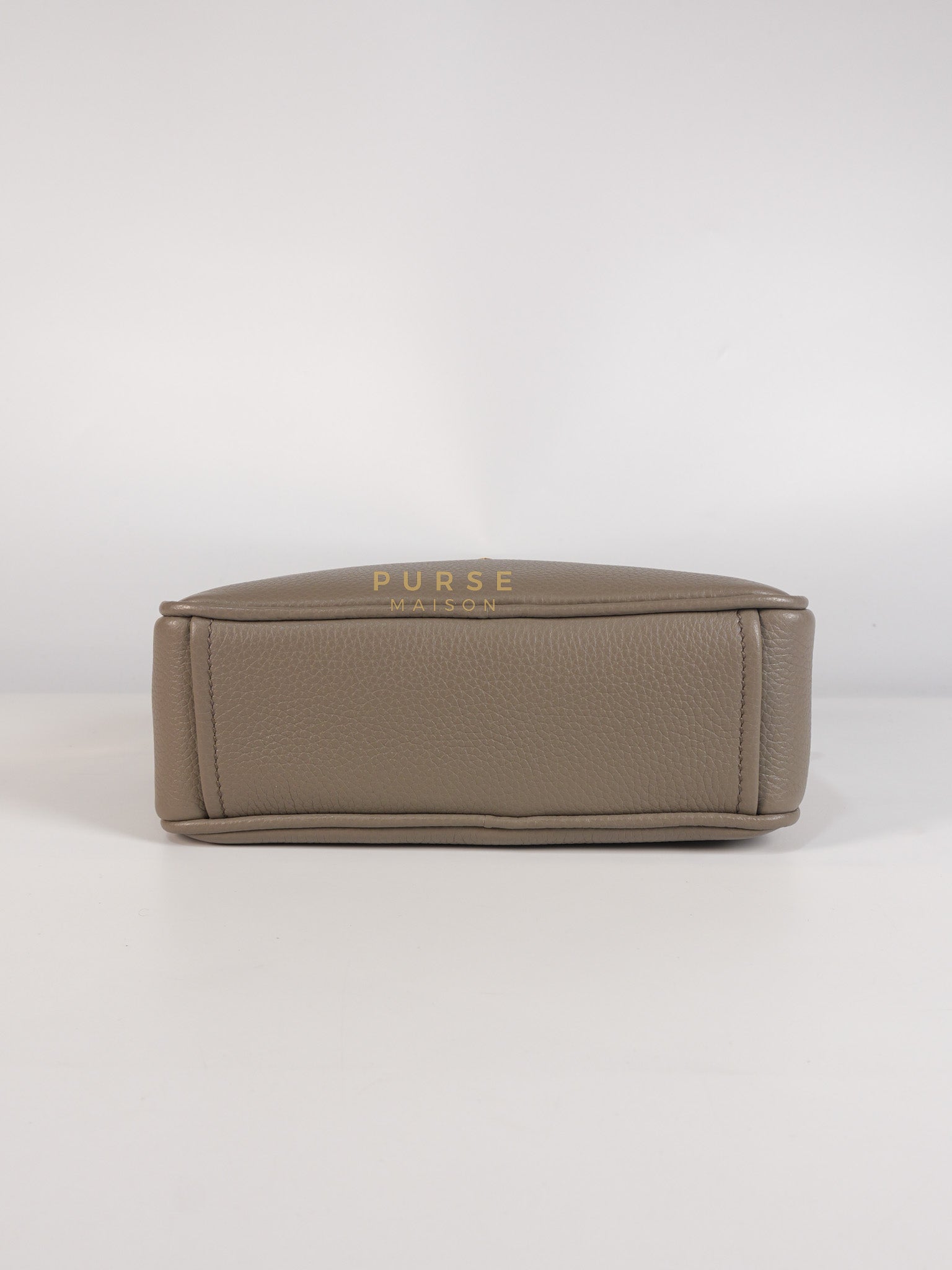 Vitello Phoenix Camera Bag in Gray Calfskin Leather & Gold Hardware | Purse Maison Luxury Bags Shop