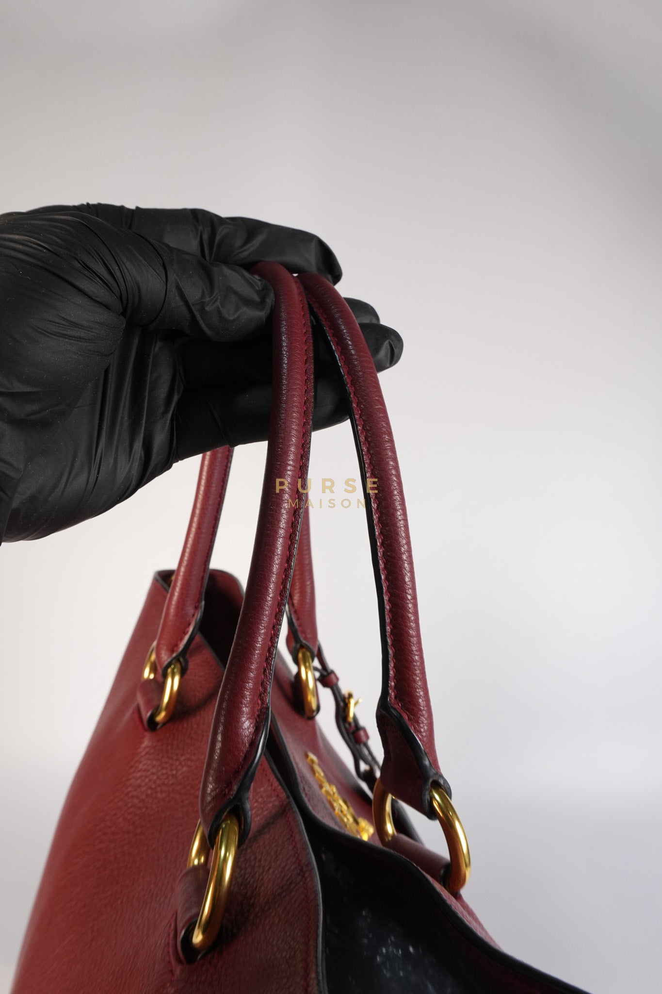 Vitello Tote Bag in Red Graine Calfskin Leather | Purse Maison Luxury Bags Shop