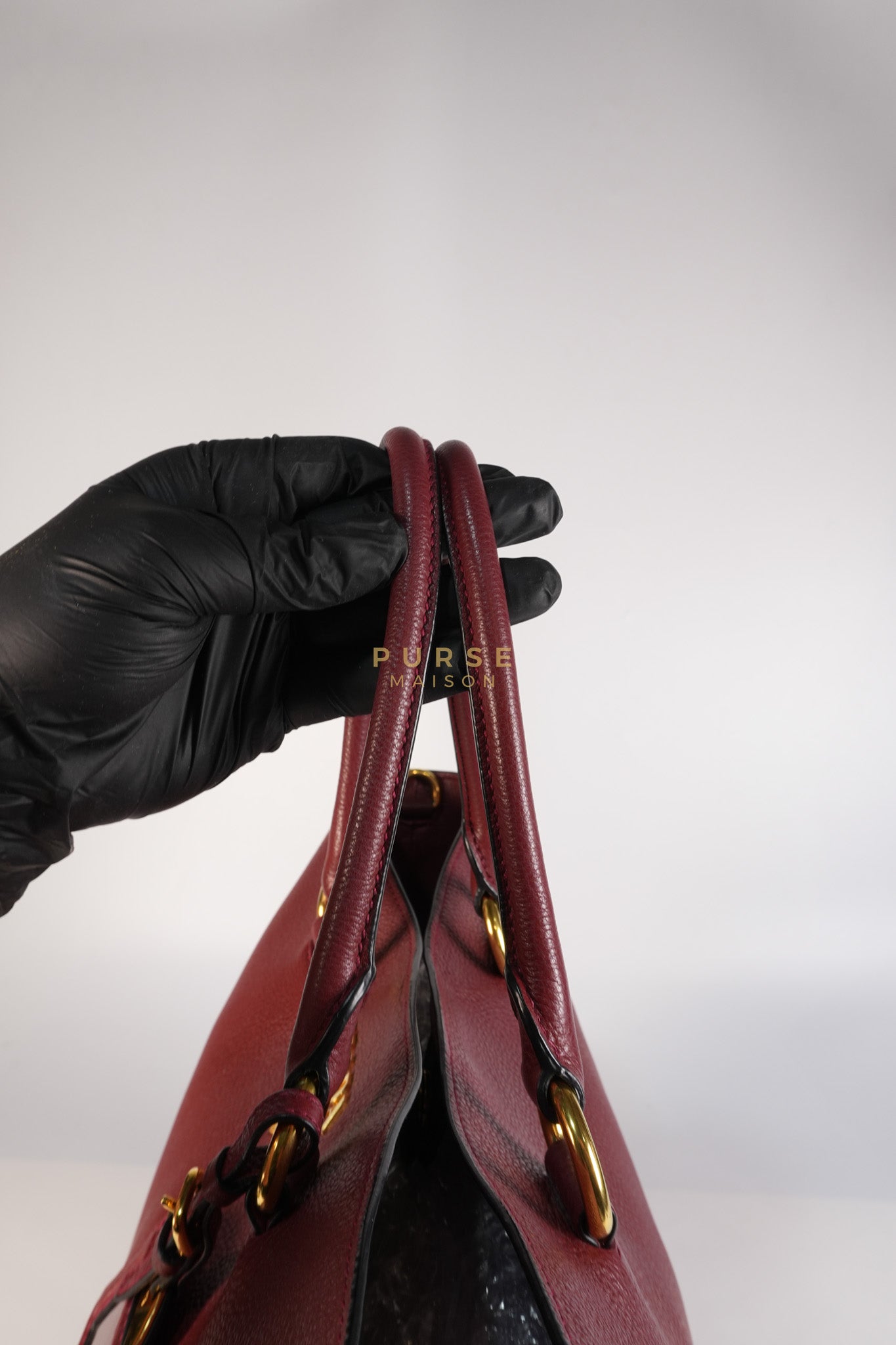 Vitello Tote Bag in Red Graine Calfskin Leather | Purse Maison Luxury Bags Shop