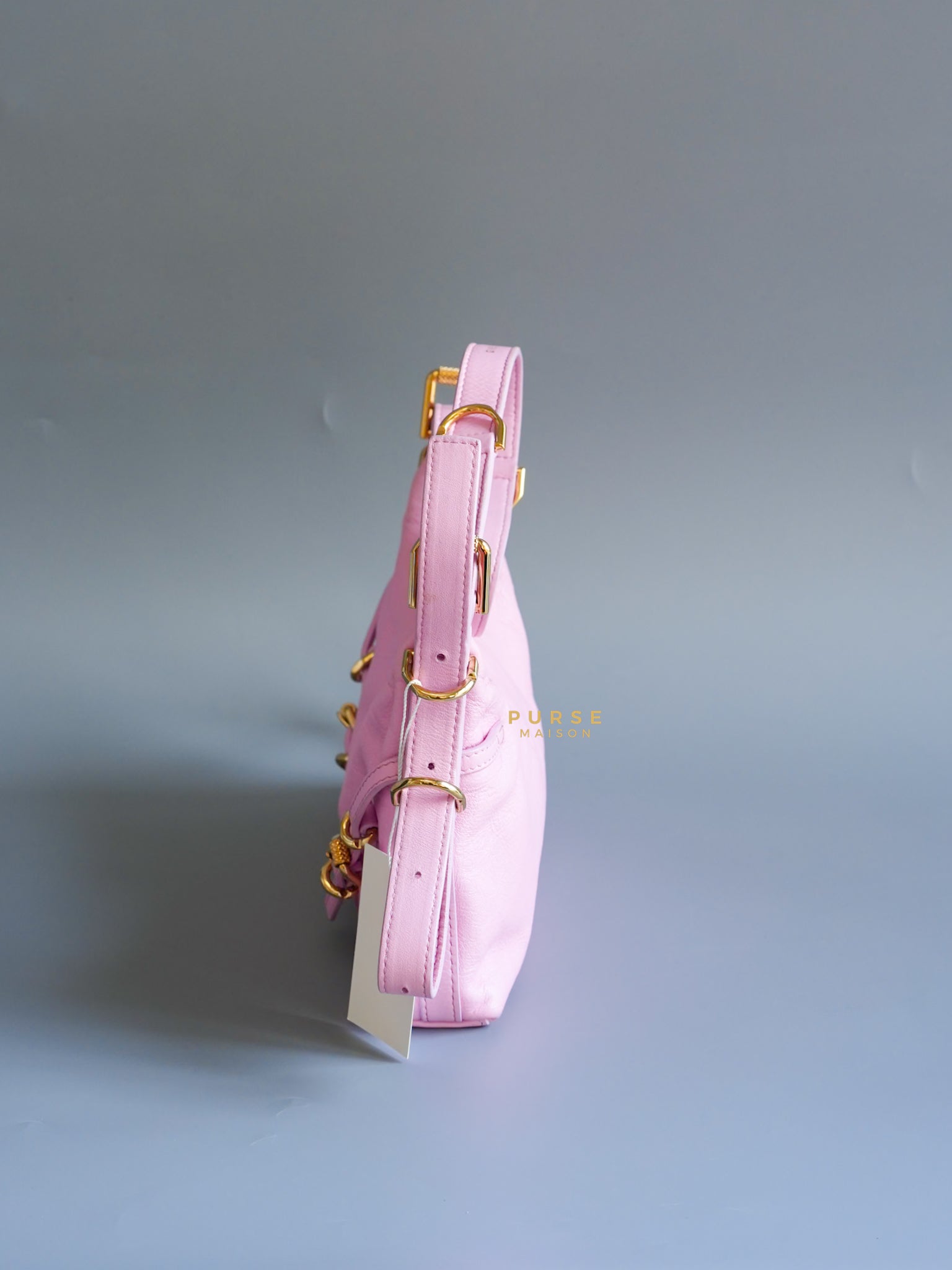 Voyou Mini in Pink Leather & Gold Hardware Bag | Purse Maison Luxury Bags Shop
