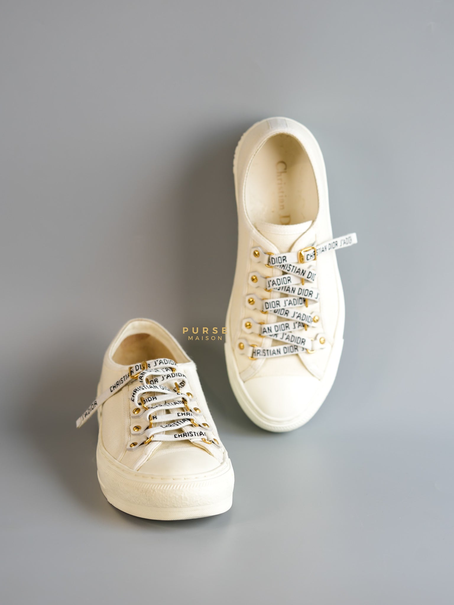 Walk ‘n’ Dior White Cotton Canvas Sneaker Size 36 EU (25cm) | Purse Maison Luxury Bags Shop