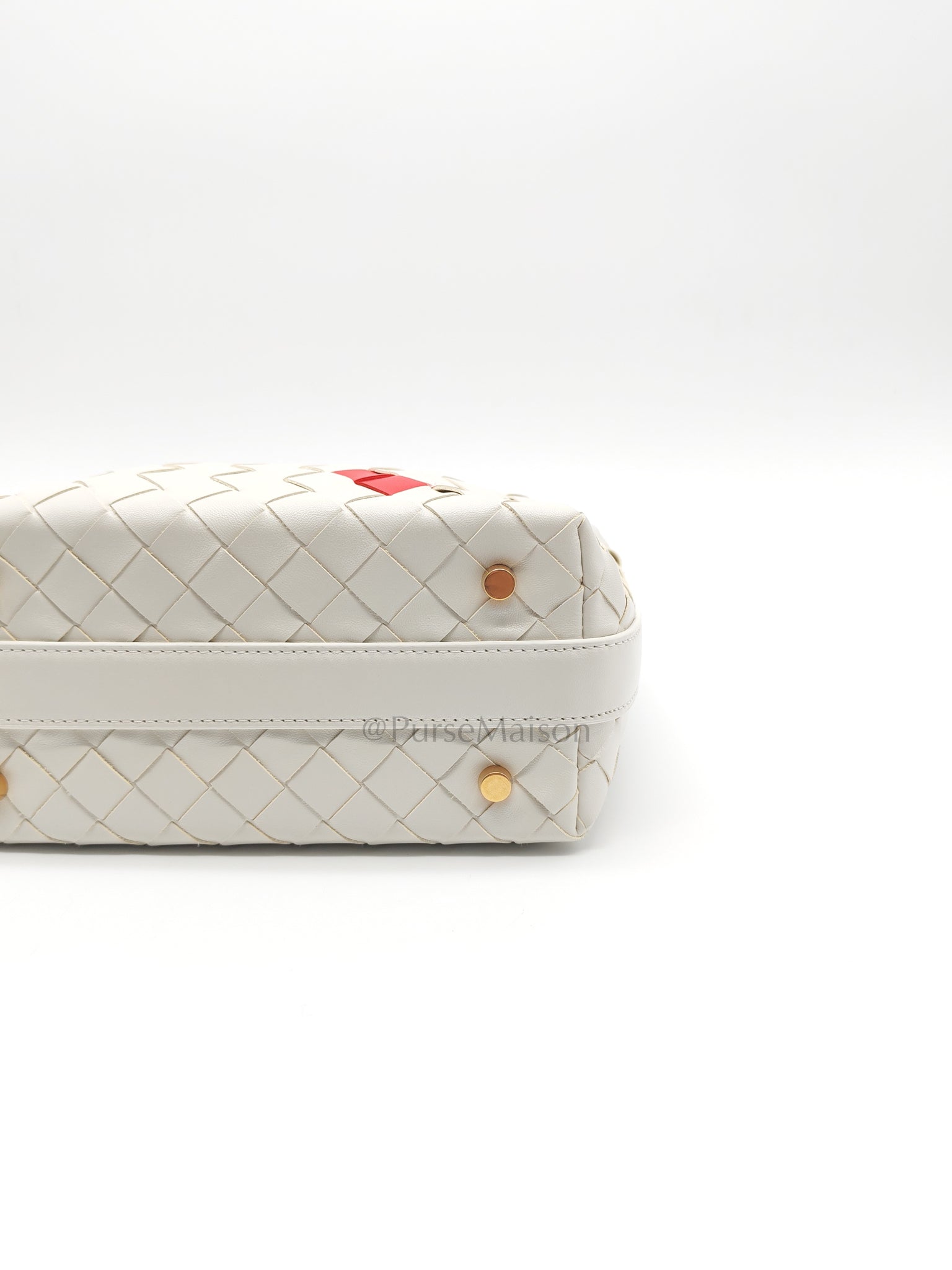 Wallace Hand Bag in Off White Nappa Intrecciato Leather | Purse Maison Luxury Bags Shop