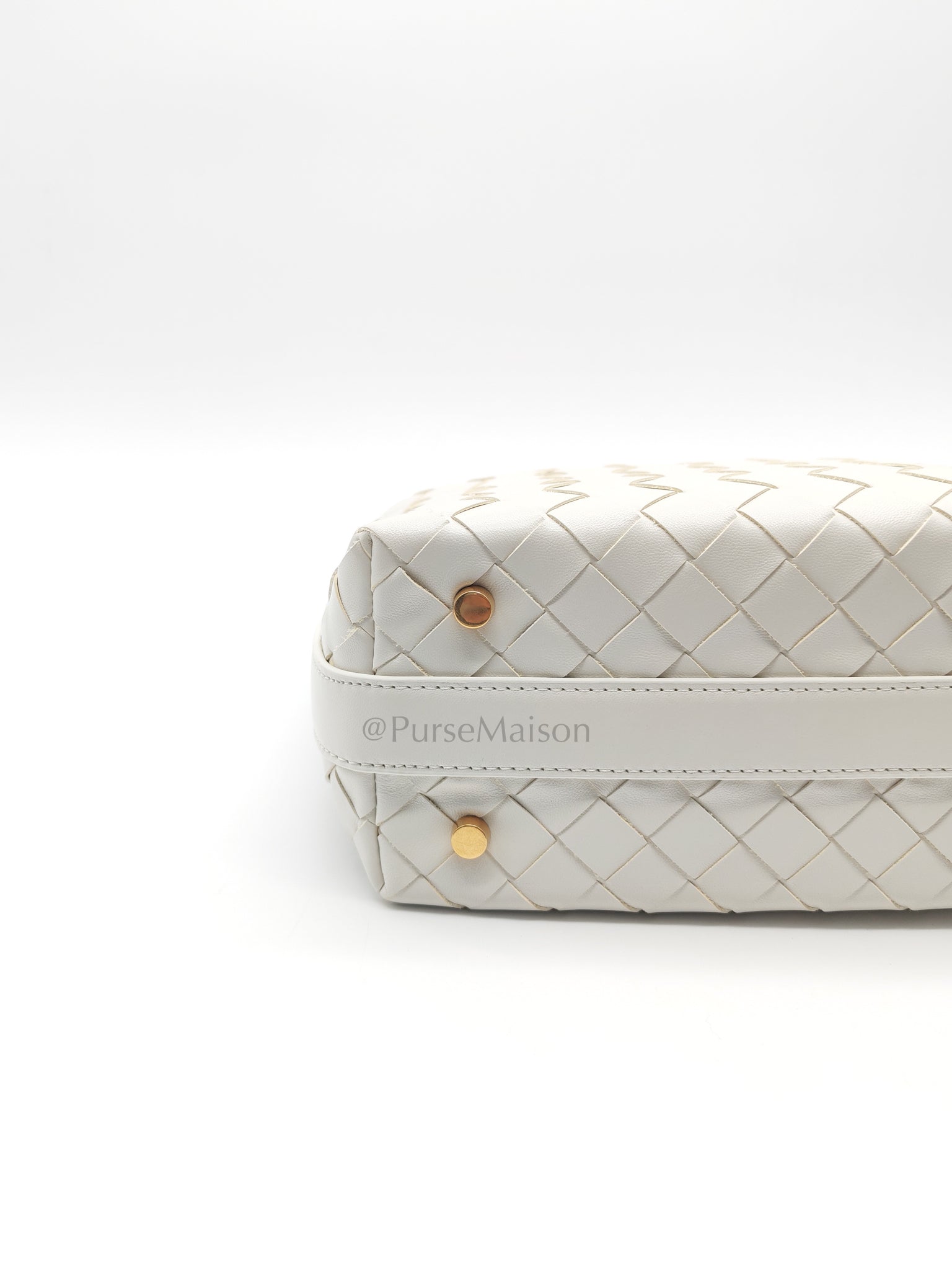 Wallace Hand Bag in Off White Nappa Intrecciato Leather | Purse Maison Luxury Bags Shop