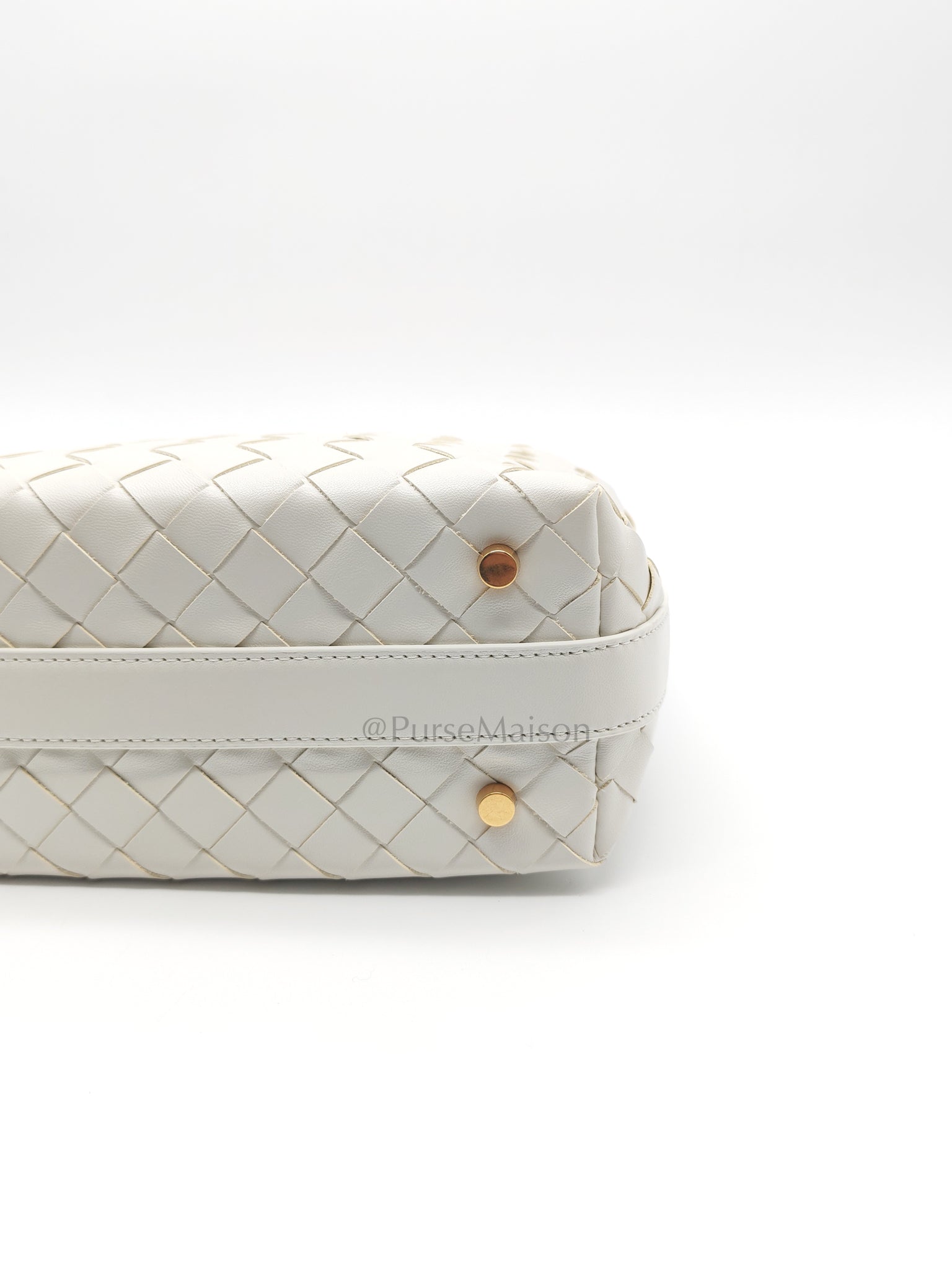 Wallace Hand Bag in Off White Nappa Intrecciato Leather | Purse Maison Luxury Bags Shop