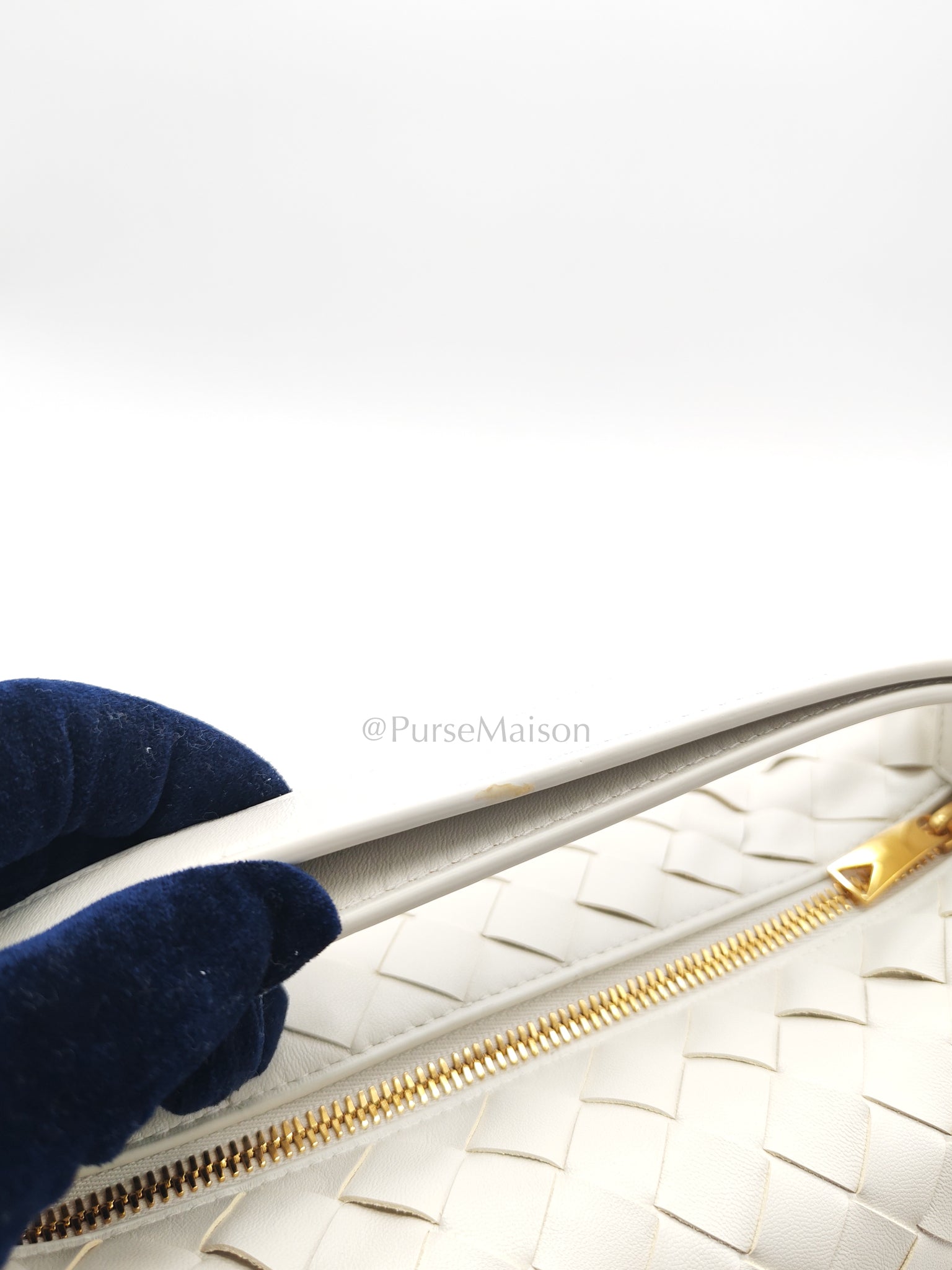 Wallace Hand Bag in Off White Nappa Intrecciato Leather | Purse Maison Luxury Bags Shop
