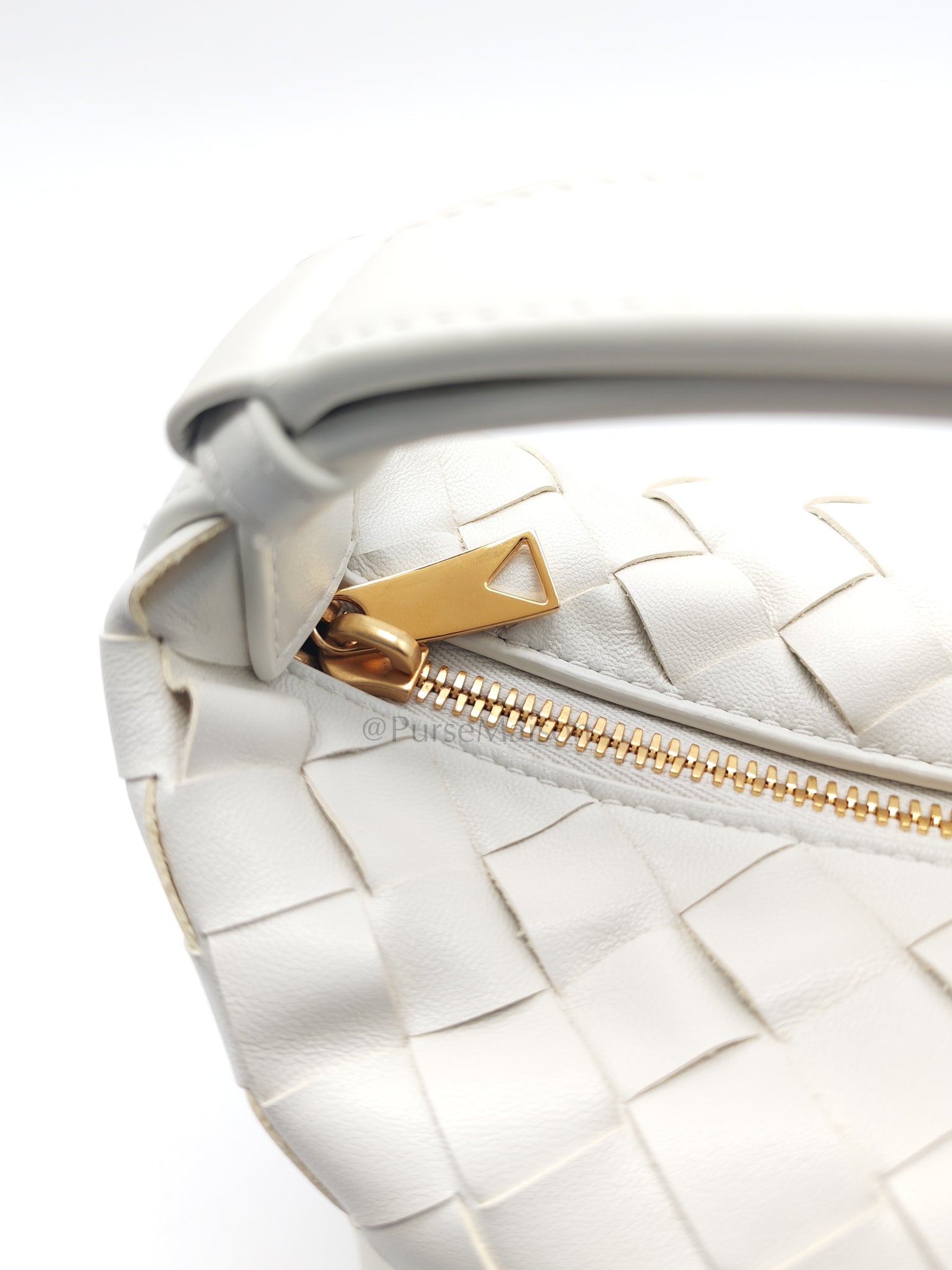 Wallace Hand Bag in Off White Nappa Intrecciato Leather | Purse Maison Luxury Bags Shop