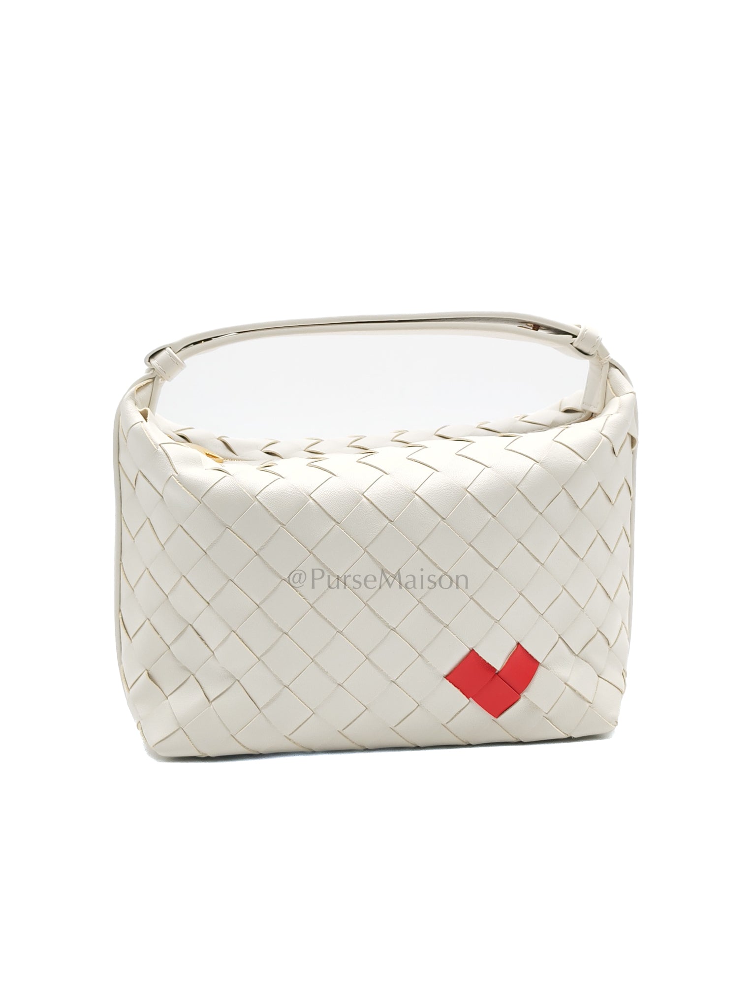 Wallace Hand Bag in Off White Nappa Intrecciato Leather | Purse Maison Luxury Bags Shop