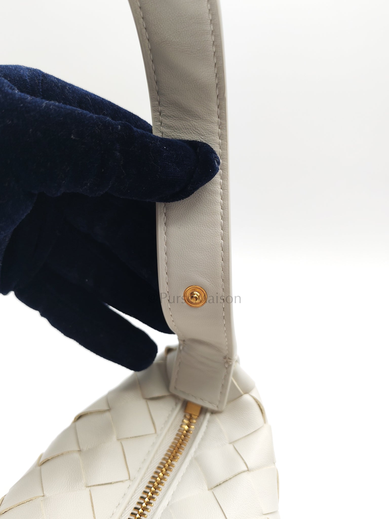 Wallace Hand Bag in Off White Nappa Intrecciato Leather | Purse Maison Luxury Bags Shop