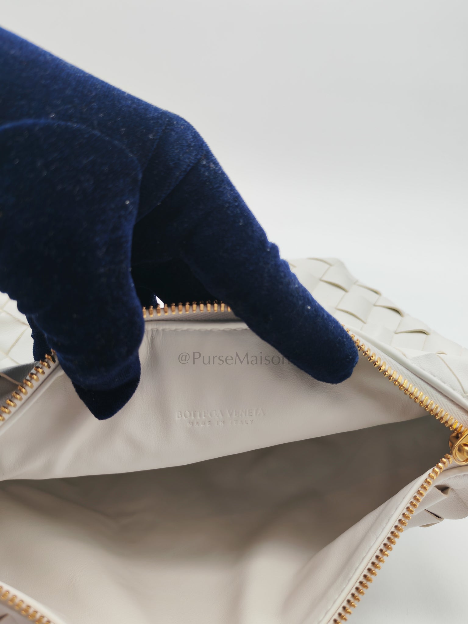 Wallace Hand Bag in Off White Nappa Intrecciato Leather | Purse Maison Luxury Bags Shop